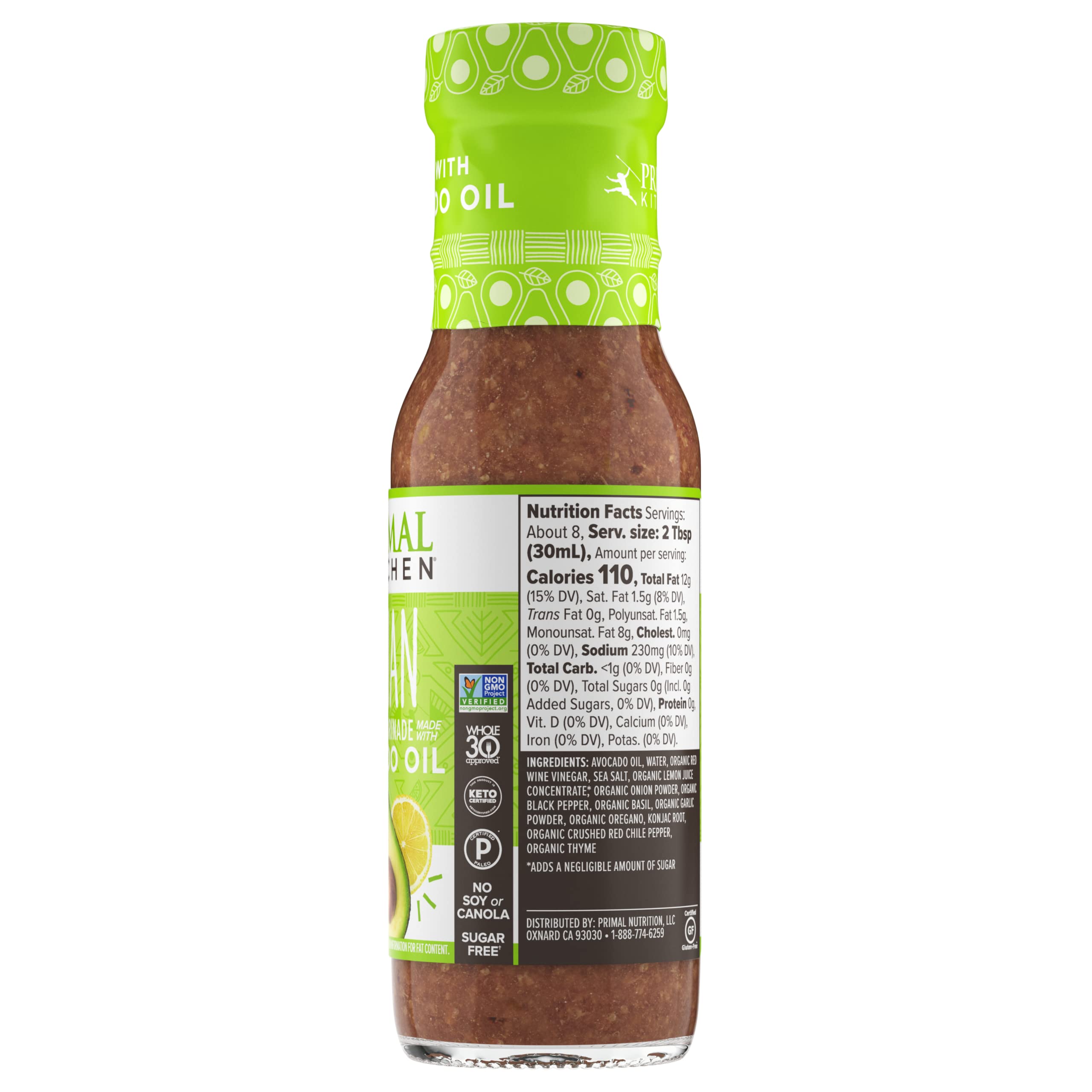 Primal Kitchen Vinagreta y Marinada de Aceite de Aguacate Sin Gluten Italiana 8 fl oz