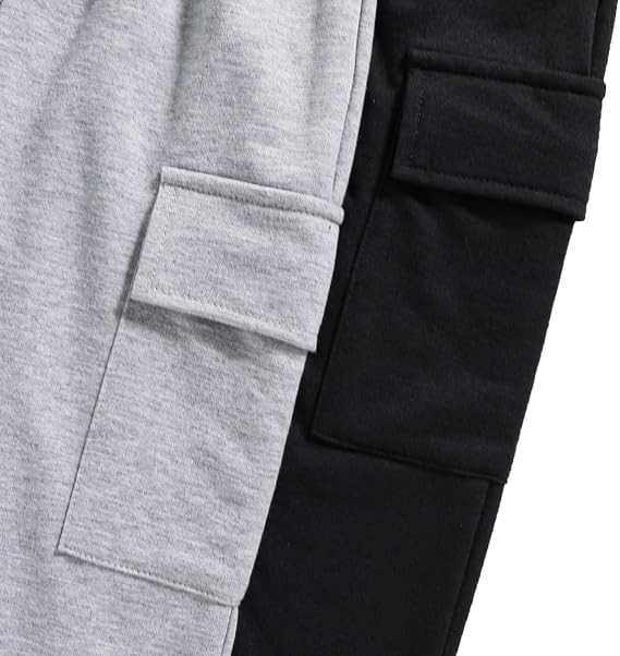 Nivne Tco Boys Casual Pants-Solid Color Soft Trousers Jogger Pants-Toddler Boys 2 Pack Sweatpants Set (3-7T)