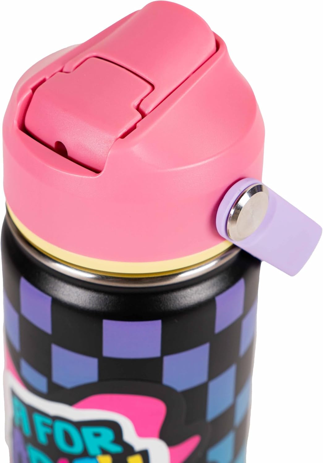 A for Adley Back to School Water Bottles Collection From 2025. 12oz Stainless Steel Insulated Water Bottles With Bottle Cleaner (Adley's Awesome Checkered)