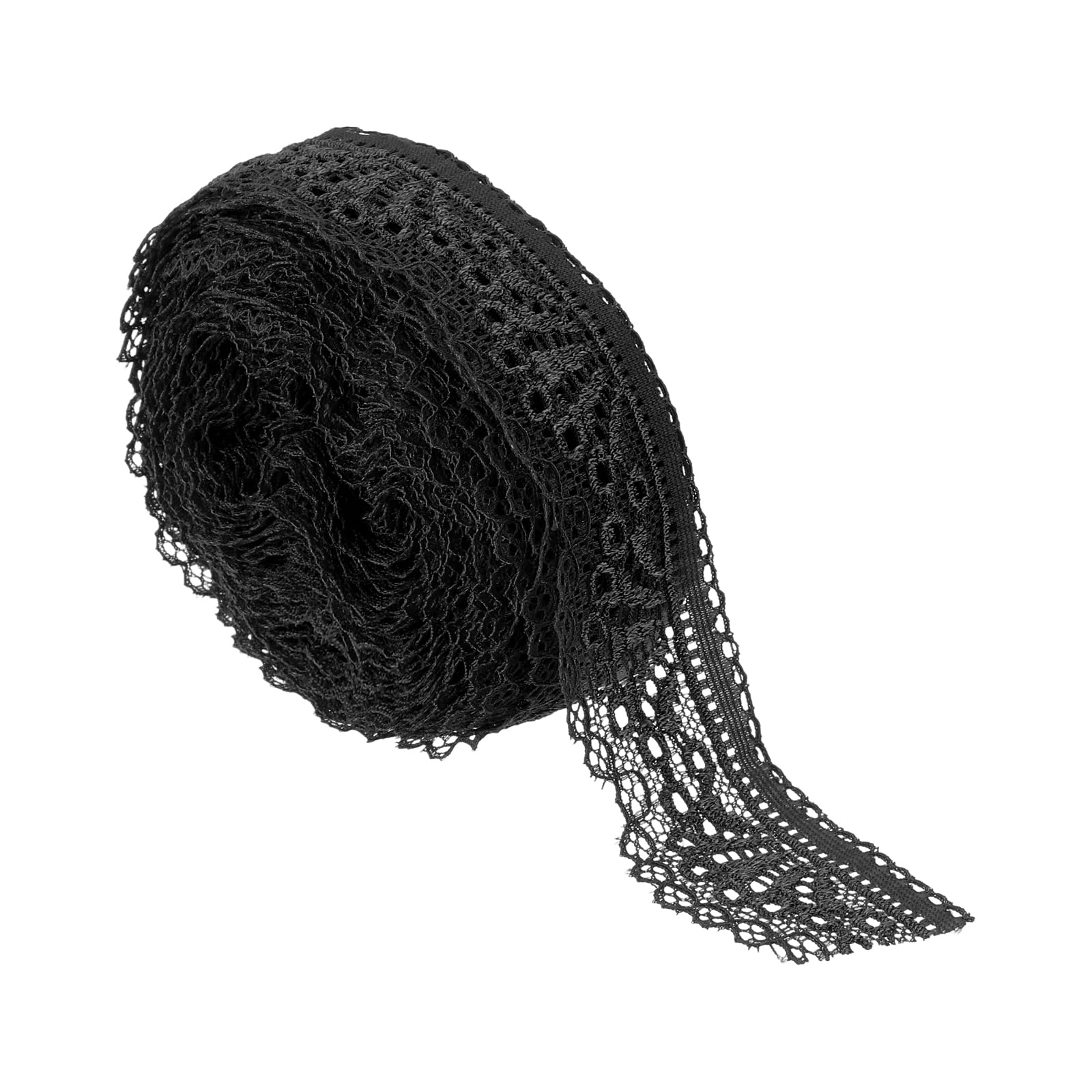 sourcing map Lace Trim, 10 Yards 1-1/2 Inch Vintage Lace Ribbons for DIY Sewing Craft Gift Package Decoration Wedding Headbands Black