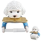 Cute Dog Toilet Paper Roll Holder, Novelty Cartoon Animal Shape Tissue Towel Tray Wall Mounted Rack, Funny Bathroom Storage Decor Dispenser Creative Thoughtful Gift 19 x 17.5 x 11cm (Blue)
