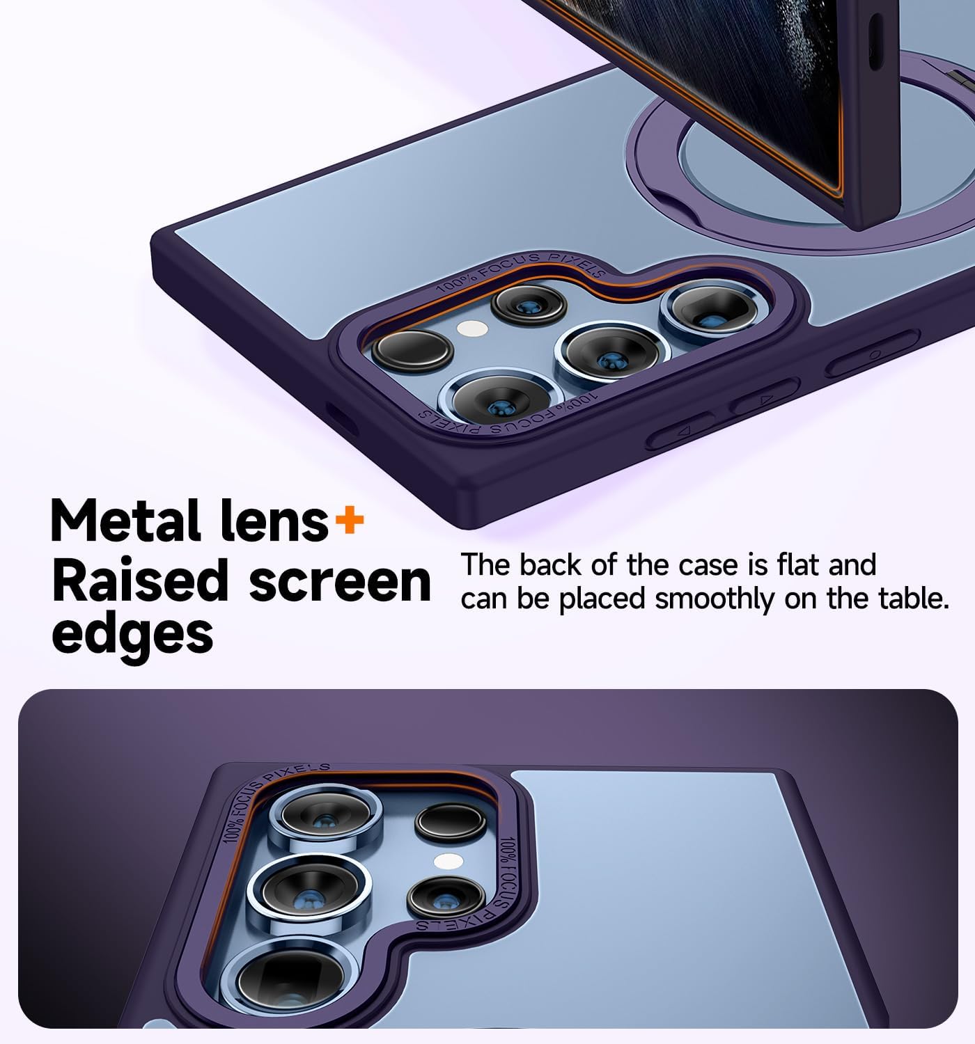 MAGIC JOHN Magnetic Case for Samsung Galaxy S22 Ultra Case [Compatible with Magsafe] [with 360° Rotatable Magnetic Metal Stand][Military Grade Shockproof] Anti Yellowing,Purple