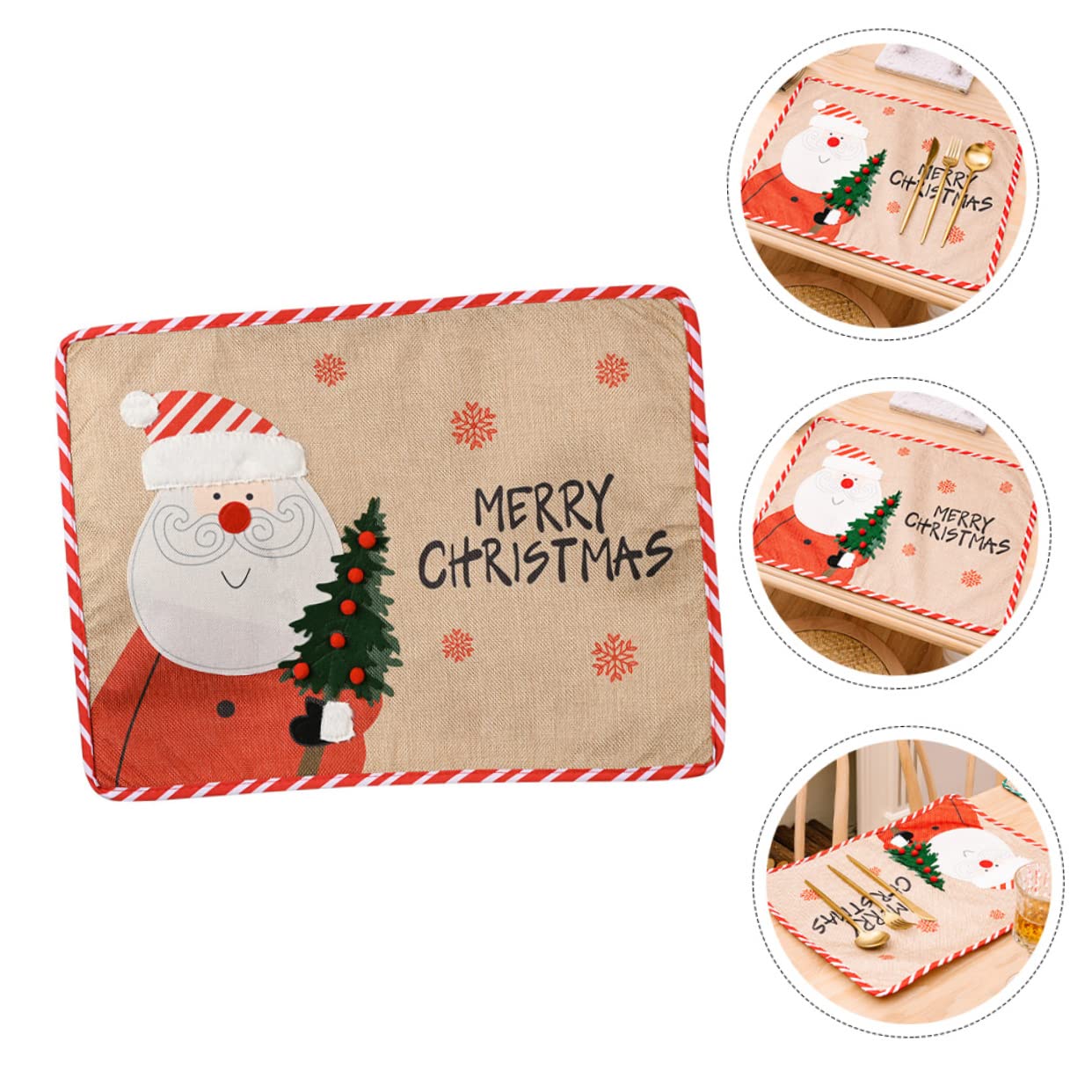 TOPBATHY 5 Piezas Decoración Navideña Mantel De Papá Noel Manteles Individuales De Algodón Tapete De Mesa De Comedor De Navidad Manteles De Cocina Manteles De Navidad Rojo Tela