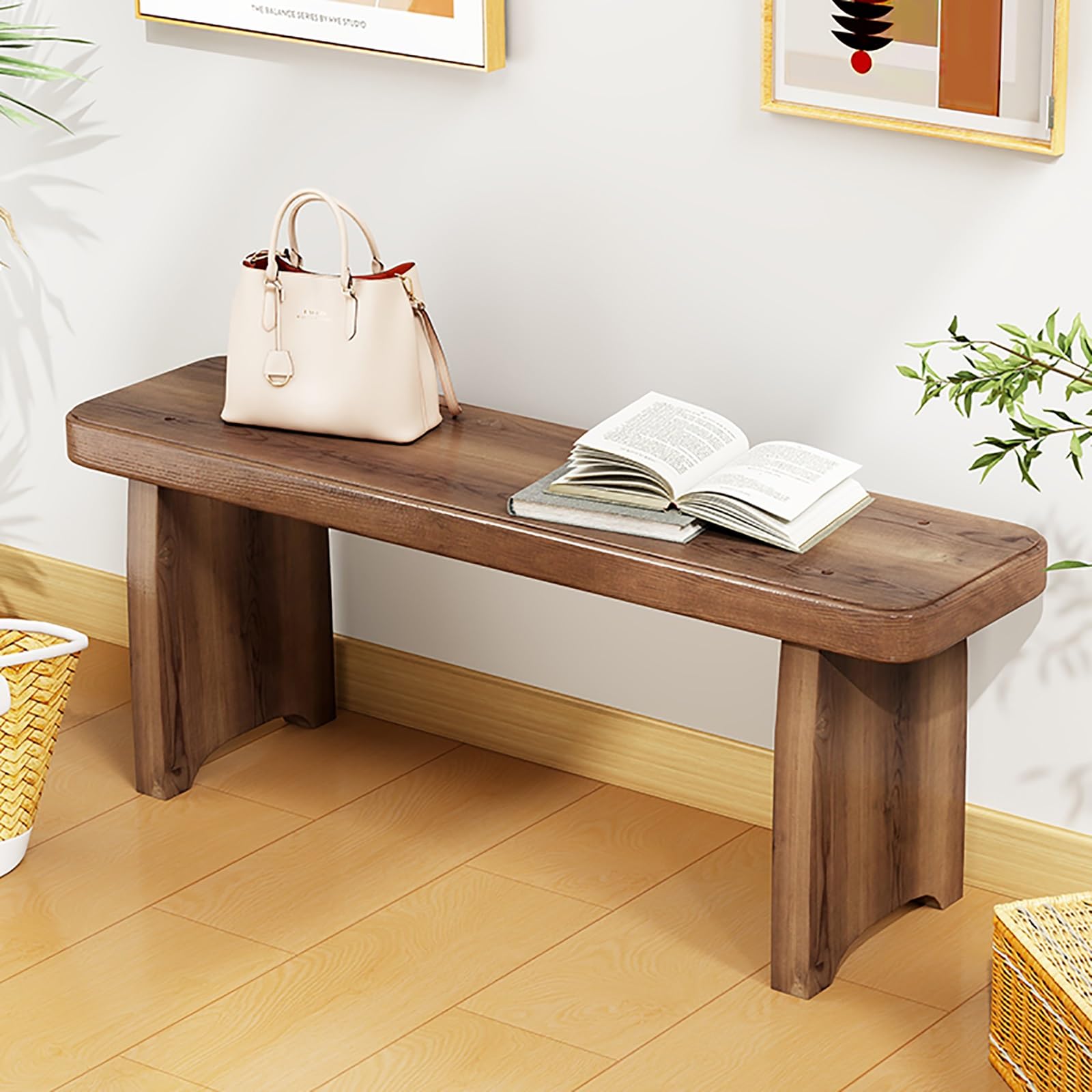 Banco de entrada, banco de granja, banco entrada de cocina de madera natural asiática, con un acabado a juego y una hermosa textura, muebles de interior versátiles, para sala de estar,cocina, entrada(