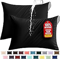 Vista 9 de Utopia Bedding Protector de almohada impermeable, con cremallera, paquete de 2, beige, estándar, funda de almohada a prueba de chinches, de 20 x 26