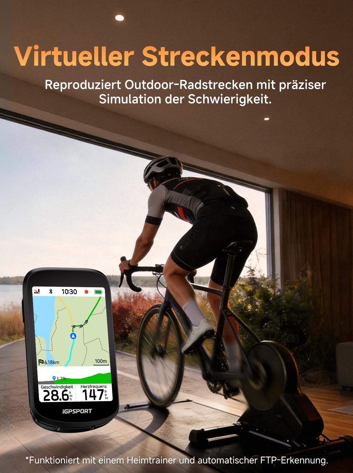iGPSPORT BSC500 Fahrradcomputer, 3,3-Zoll-Touchscreen, Karten- und Sprachnavigation (Black)
