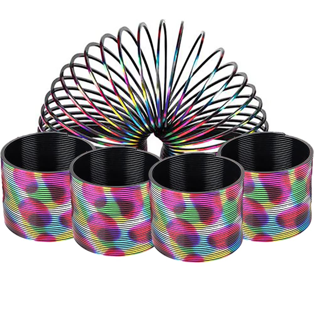 The Dreidel Company Metallic Coil Spring, Rainbow Magic Springy Toy for Kids, Party Favor, Birthday Parties, Carnival Prizes, Goody Bag Filler, 3" (4-