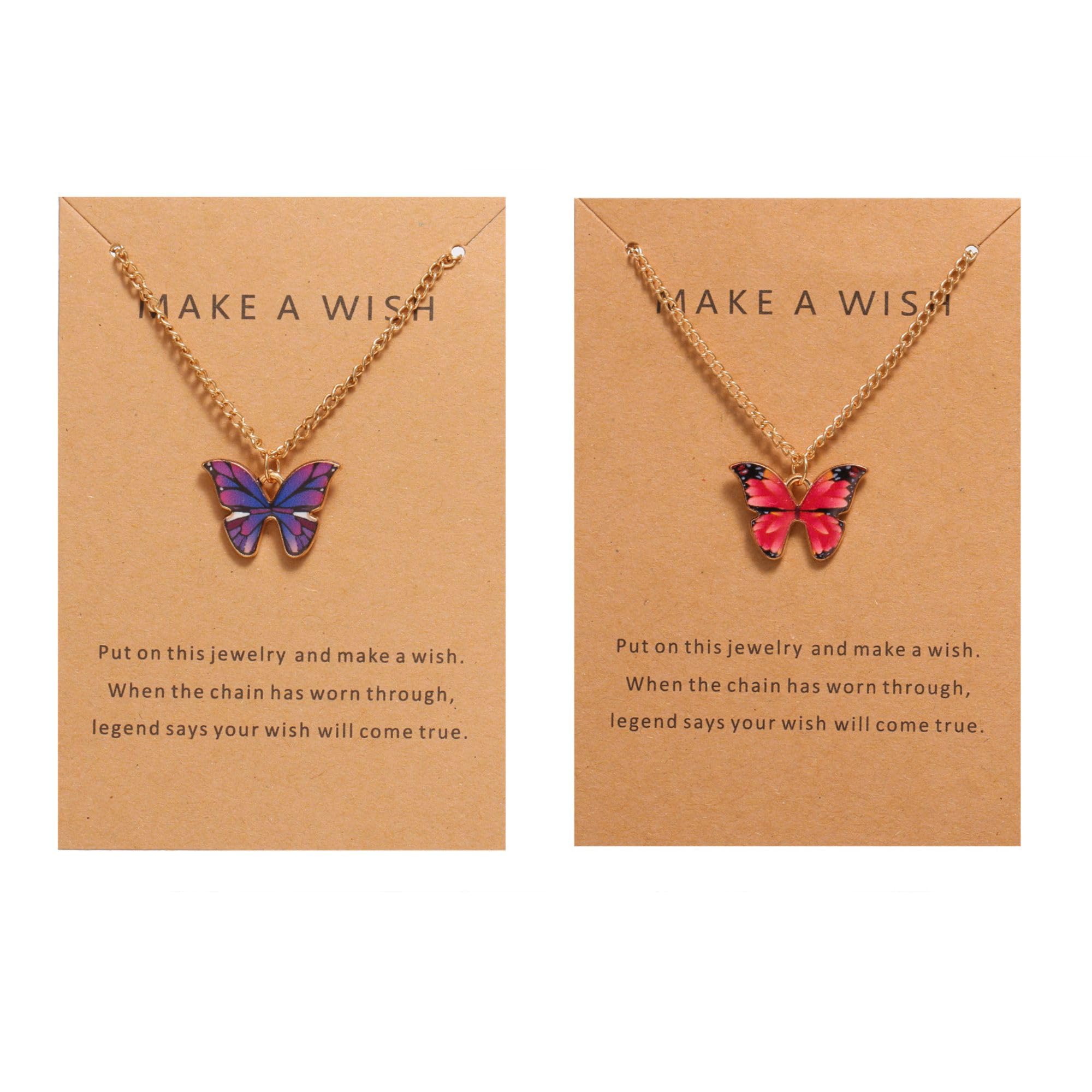 Pinapes Stylish Butterfly Gold Plated Pendant Necklace for Women & Girls Birthday Gift for Girls And Women Anniversary Gift Set of 2 Purple and Red (B0CYPN2N87) Amazon Price History, Amazon Price Tracker