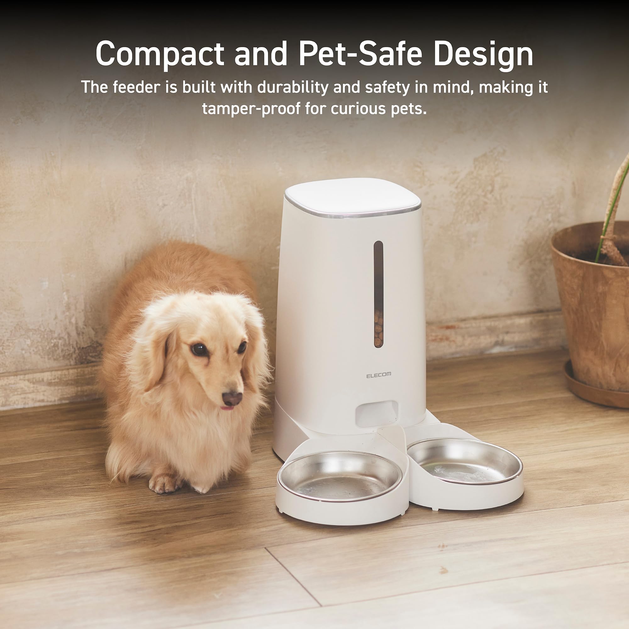 ELECOM Automatic Pet Feeder for Cats and Dogs, 4L Capacity, Programmable Timer, Portion Control, Voice Recording, Auto Cat Feeder w/Freshness Preserve, Up to 6 Meals Per Day (Two Tray) - image 5