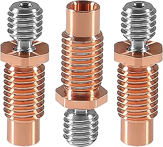 3PCS All-Metal for V6-TCrazy Heat Break Titanium & Copper 3D Printer Nozzle Throat for 1.75mm V6 Hotend Heater Block 3D Printer Accessories (for E3D V6-TCrazy)
