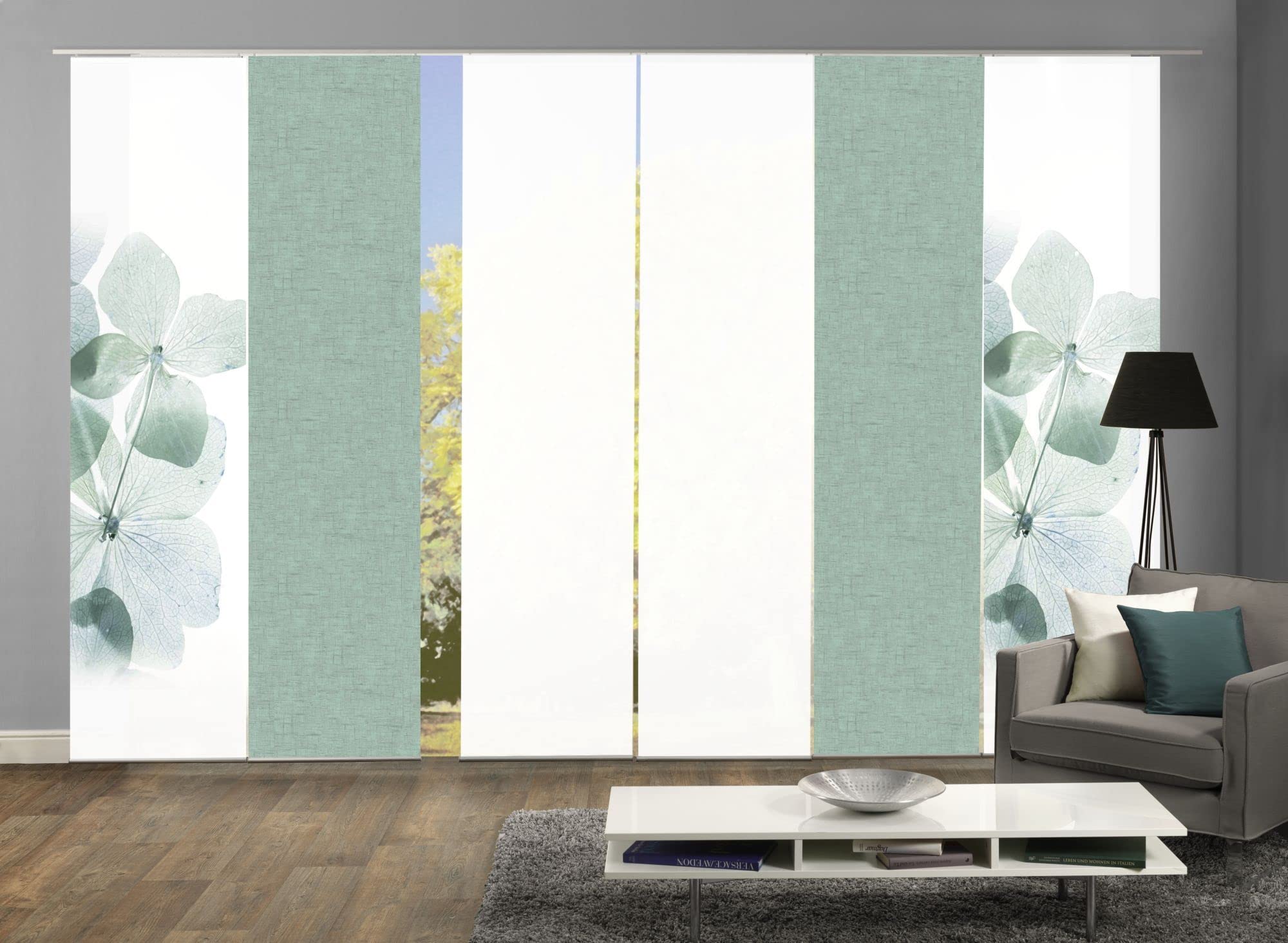 6er-Set Schiebegardinen MARCELLA blickdicht, Höhe 245 cm, mint