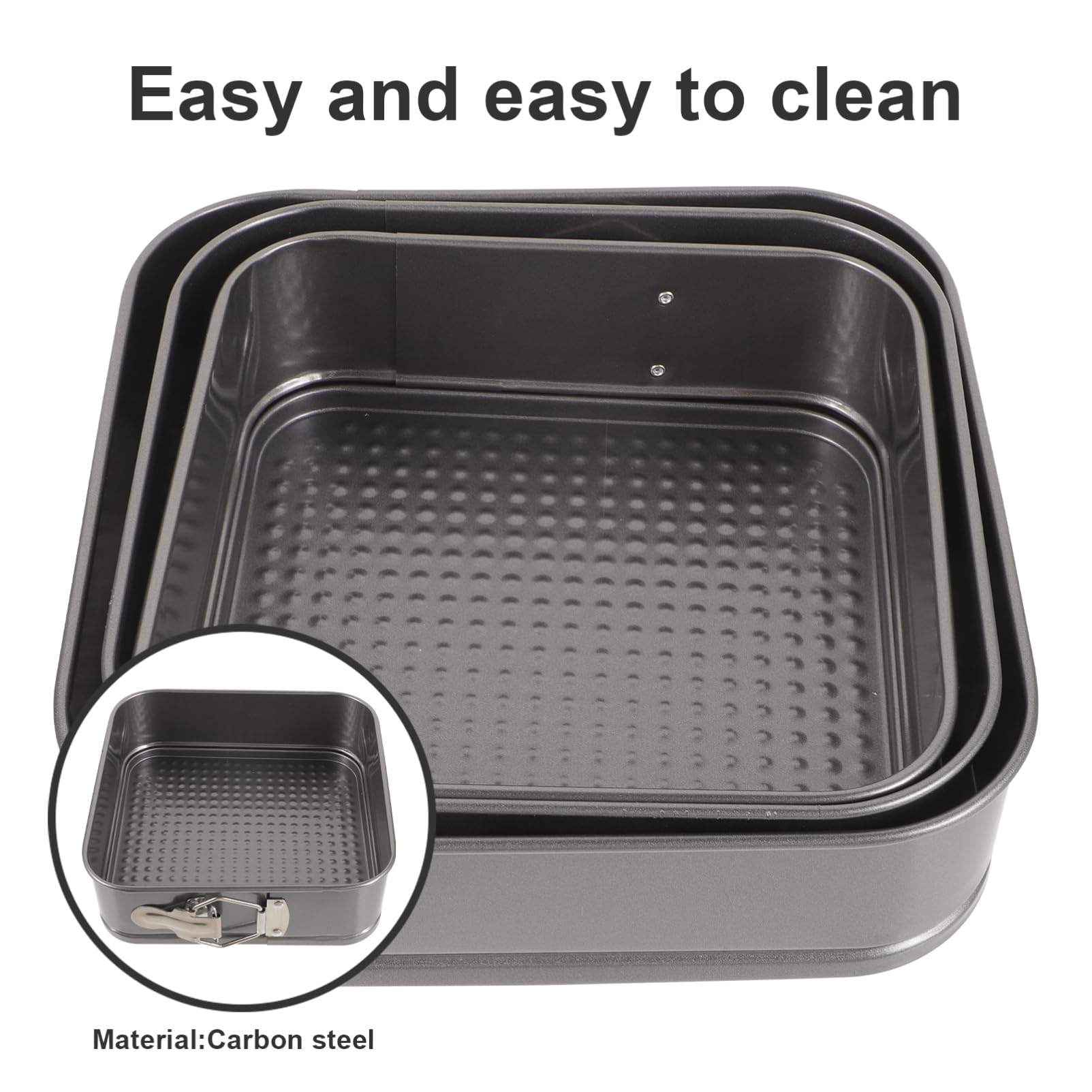 Alipis Lot de 3 Moules à Gâteau Carrés en Acier Carbone Antiadhésifs Fond Alvéolé, Cuisson Rapide à Basse Température, pour Mariage et Fête