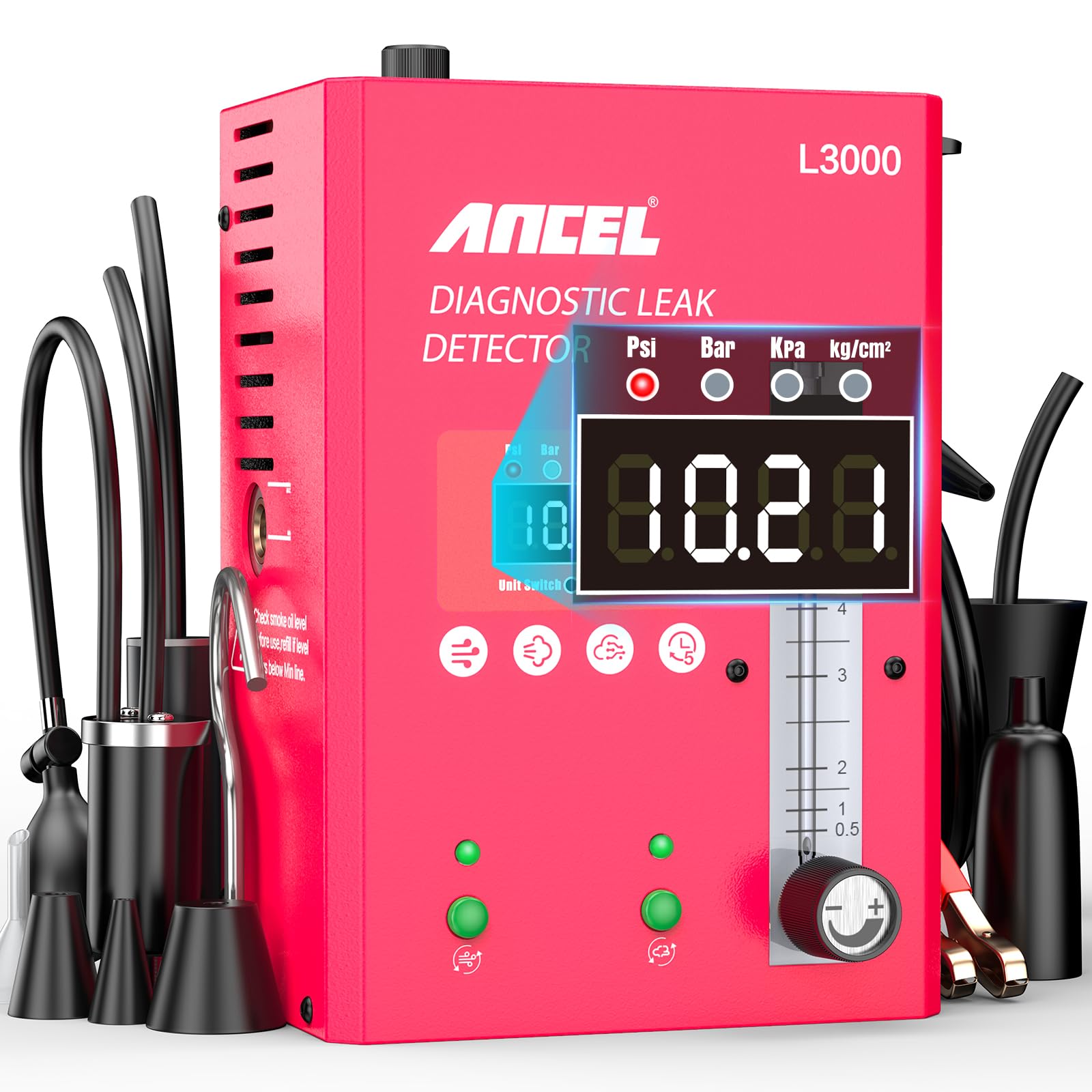 ANCEL (Upgrade Digital S3000 PRO Version L3000 Automotive Smoke Machine with Built-in Air Pump and Digital Pressure Gauge. Upgraded EVAP Smoke Machine Leak Tester for Leaks Test in Vacuum,Fuel, etc.