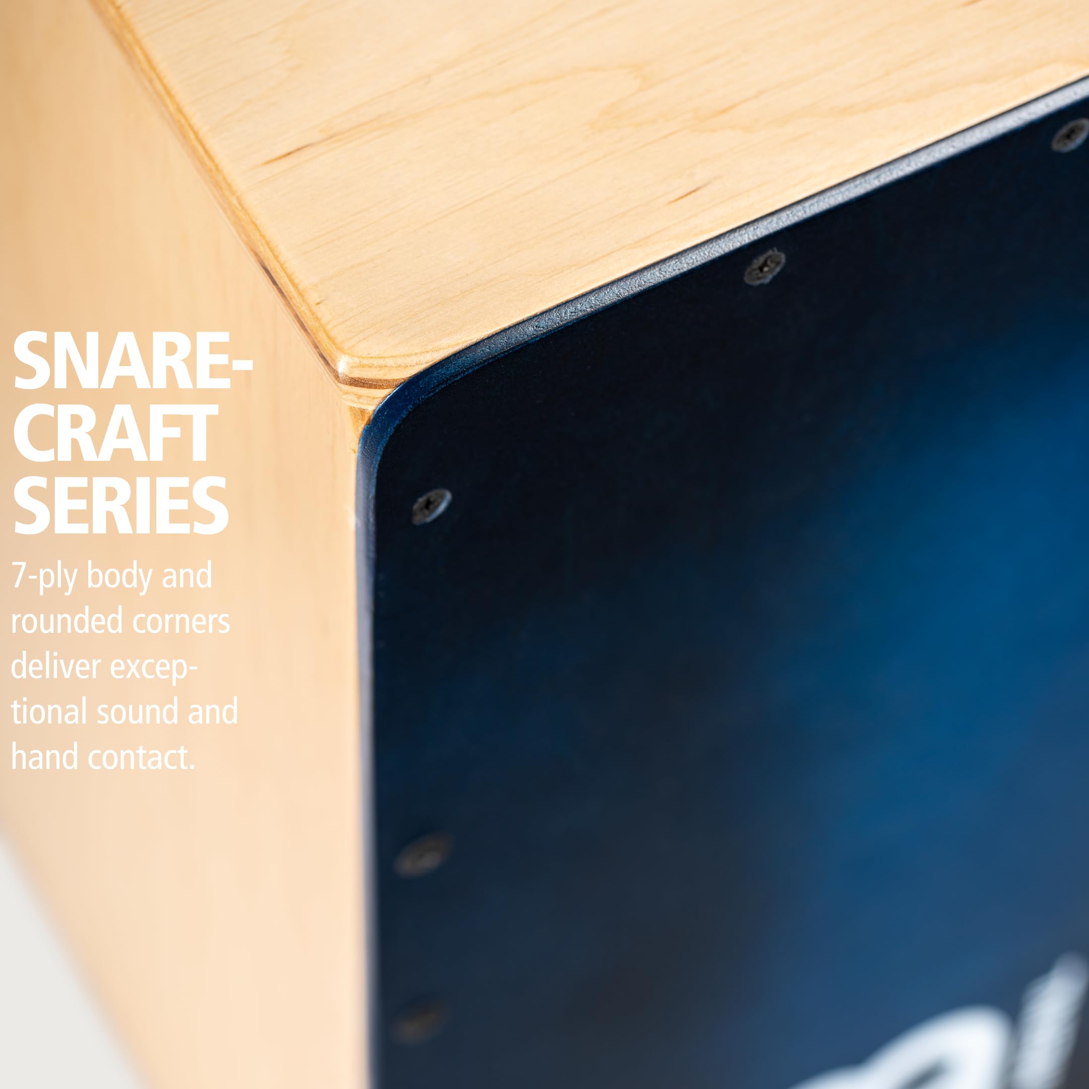 Meinl Percussion Snarecraft Cajon Instrument - Große Trommelkiste mit zwei Snare-Teppichen - Baltische Birke, Natur/Blau (SC100BLB)