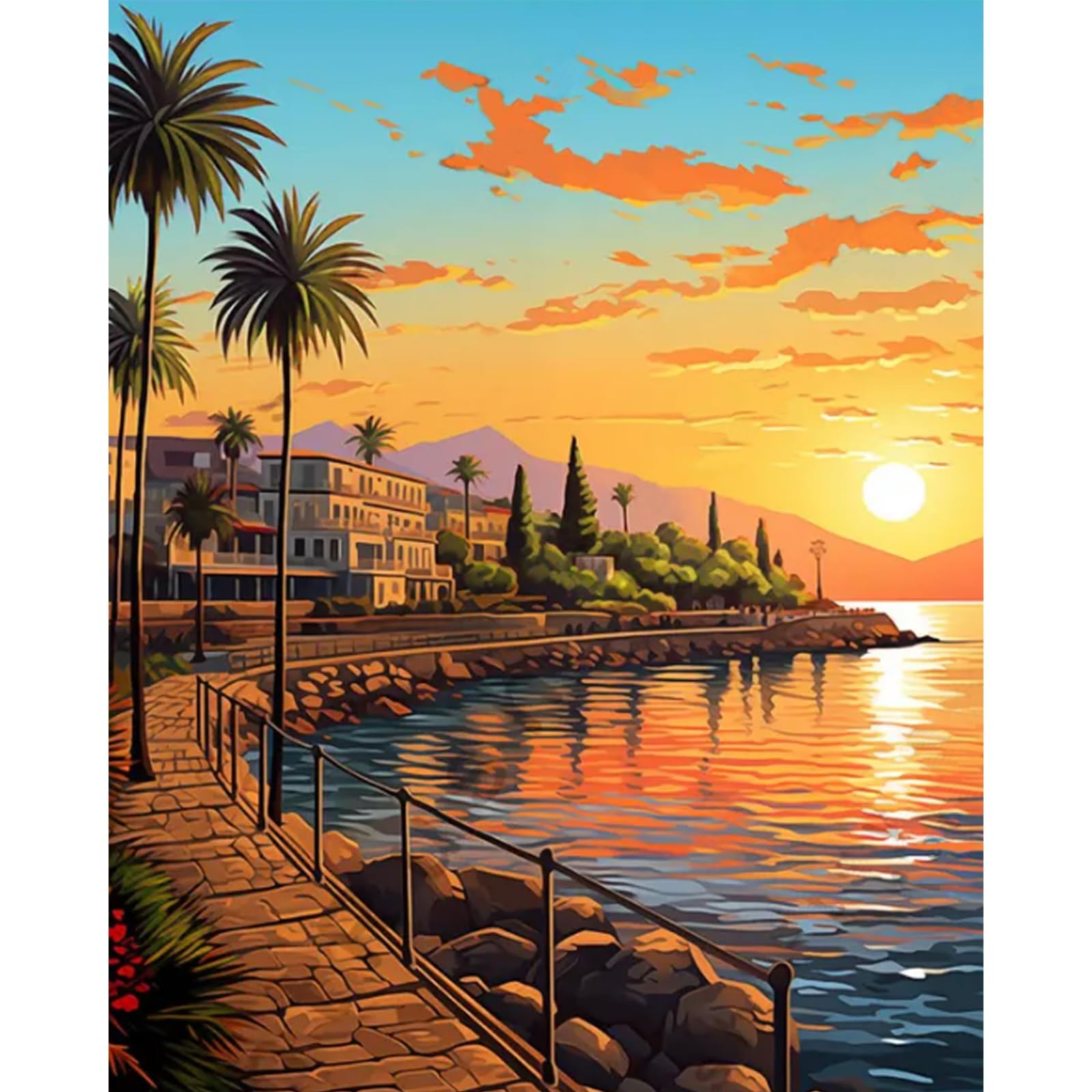 Cytheron Paint by Numbers for Adults, Sunset Landscape Adult Paint by Number Canvas Kits Without Frame, Beach DIY Acrylic Painting by Numbers Kit for Gift Home Wall Decor 16 x 20 Inch