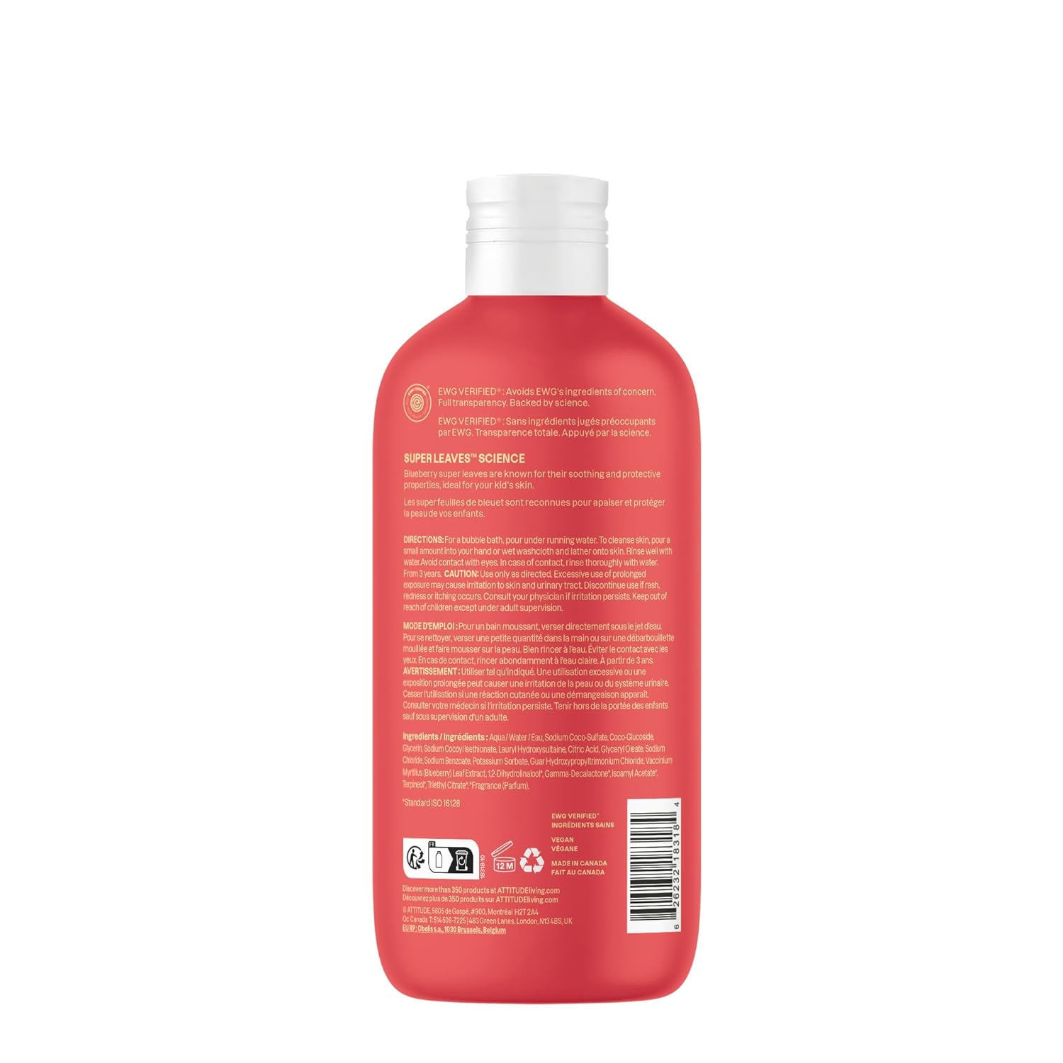 Attitude Bubble Wash for Kids, EWG Verified Bubble Bath, Hair Shampoo and Body Soap, Dermatologically Tested, Plant- and Mineral-Based, Vegan, Mango, 16 Fl Oz - Image 6