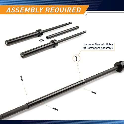 Miniatura 4 de Marcy Barra recta de 7 pies, barra olímpica de levantamiento de pesas de 30 libras con diámetro de 2 pulgadas para entrenamiento de fuerza en el