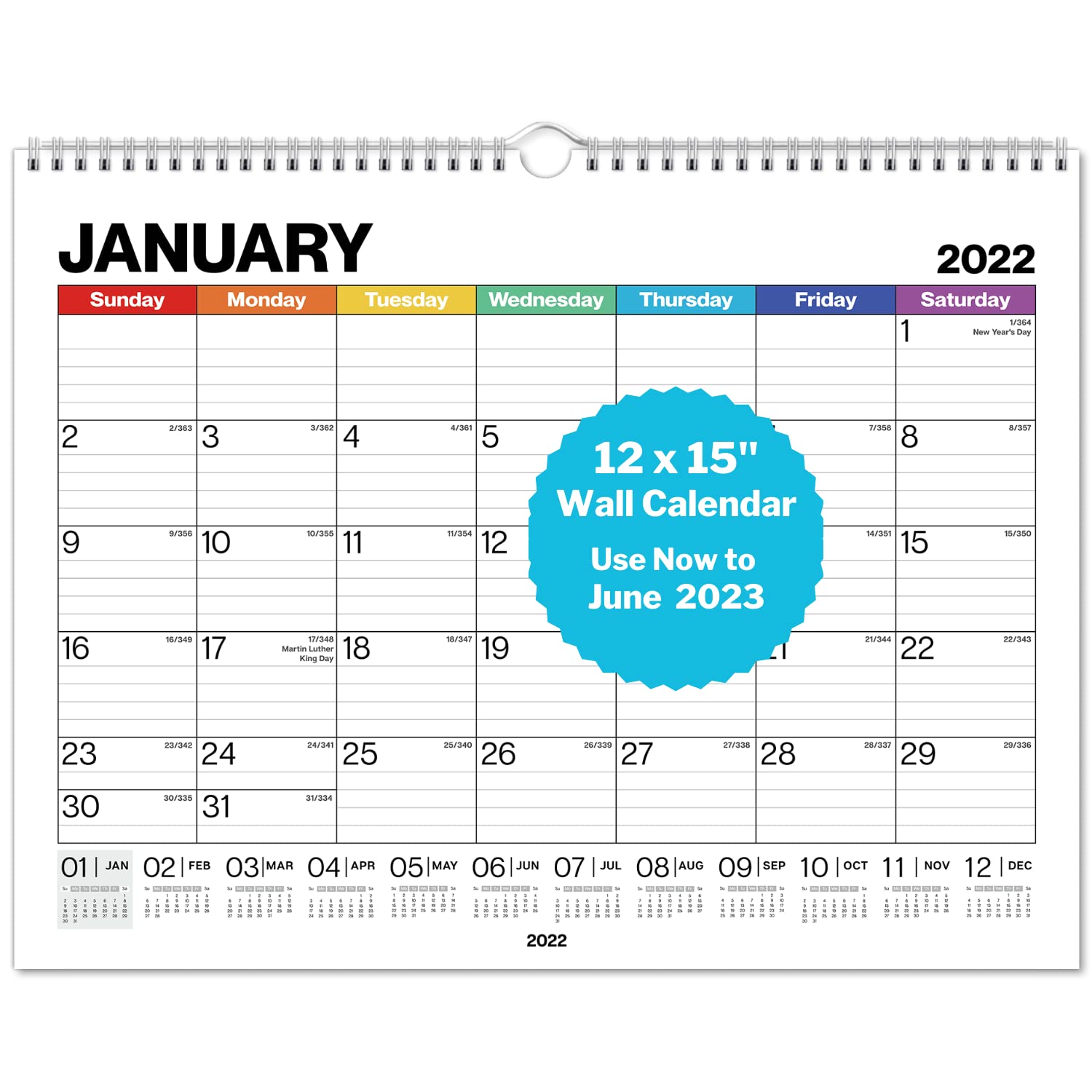 Dunwell 12x15 Wall Calendar 2022 2023 Colorful Use To June 2023 15x12 Lined Monthly