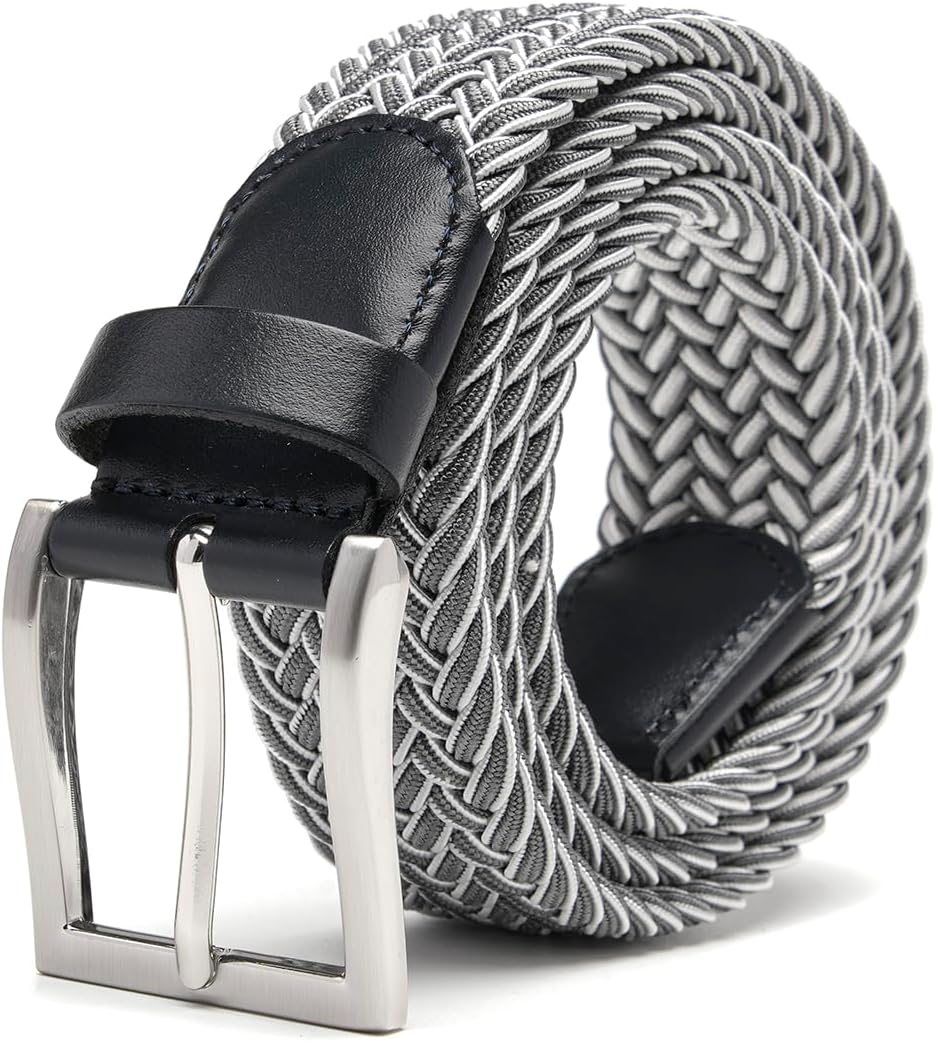 Fabio Valenti Men's Stretch Belt,Woven Braided Web Belt 1 3/8 for Golf Casual Pants Shirts Jeans