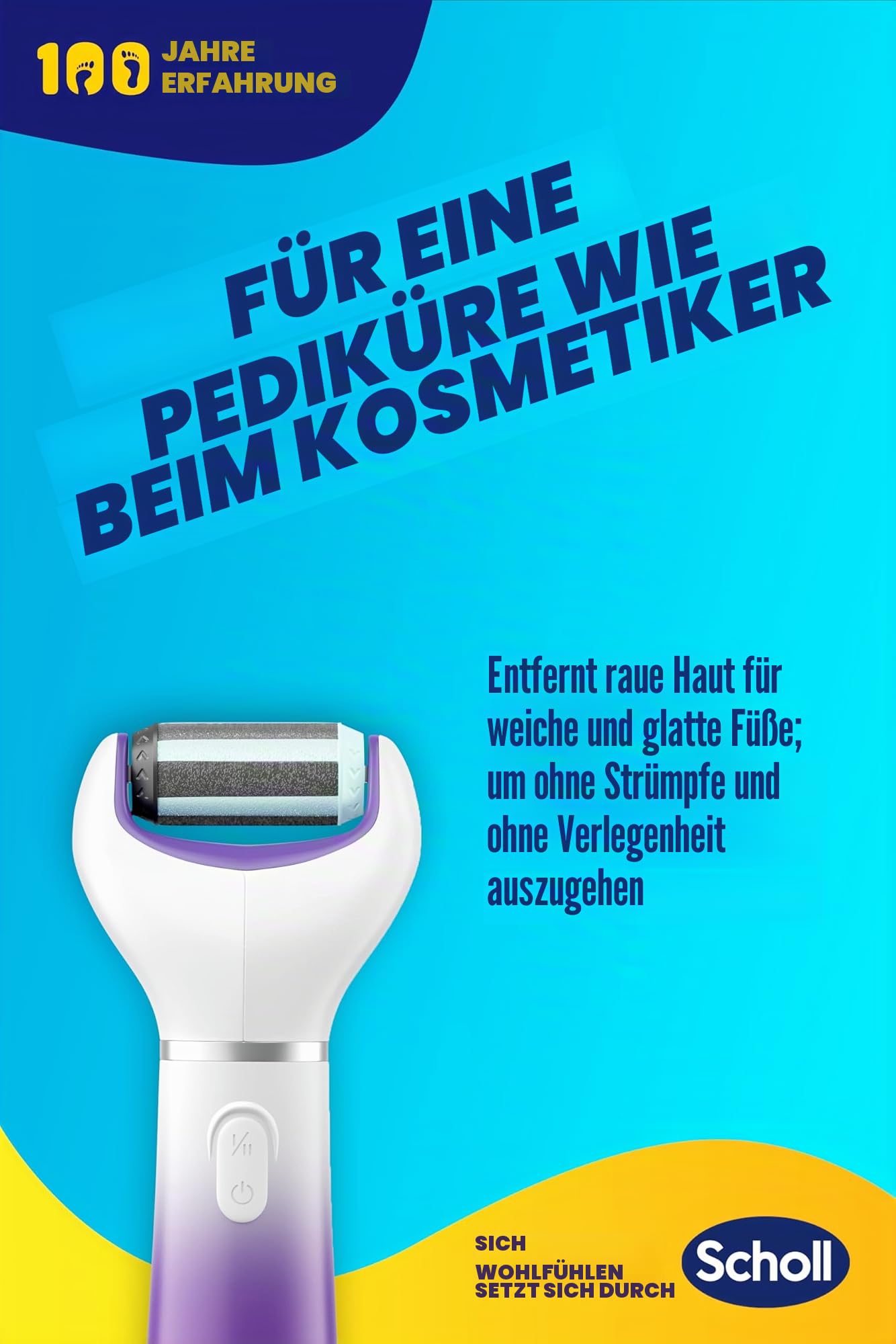 Scholl 2-in-1 Glättet und erweicht Limited Edition, elektrische Pediküre für rissige Füße und Fersen, 3 Doppelwirkungsköpfe im Lieferumfang enthalten, professionelle Fußraspel, entfernt harte Haut und