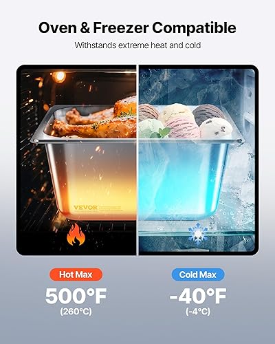 Miniatura 43 de Vevor Paquete de 4 bandejas de mesa de vapor de 3.7 pulgadas de profundidad, tamaño completo con tapa de 20.8 pulgadas de largo x 13 pulgadas