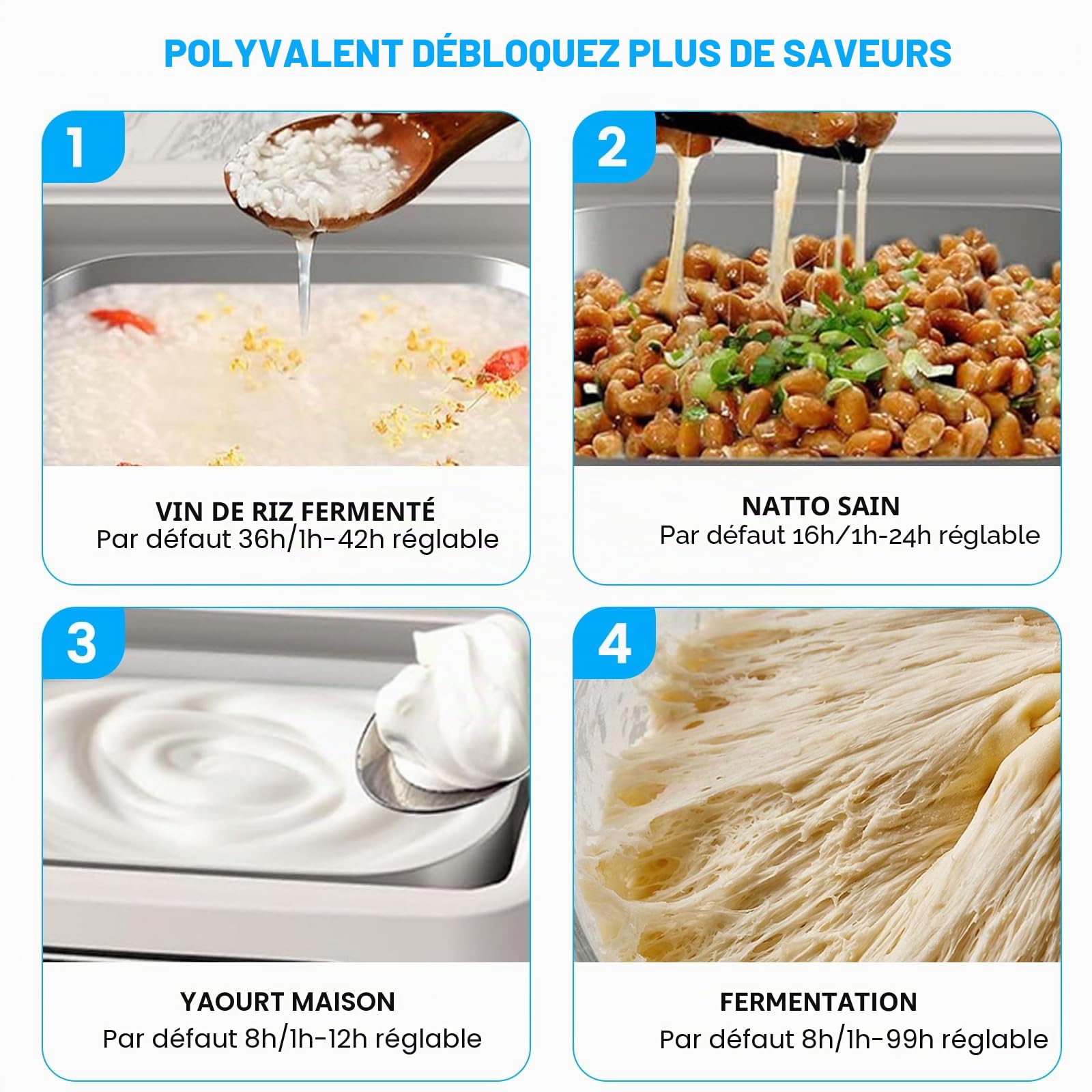 1.6L YaourtièRe, Avec 9 Pots Portables, Pot IntéRieur En Acier Inoxydable 304, Minuterie RéGlable Et Chauffage PTC Pour Yaourt Maison, Natto, Vin De Riz Et Fermentation