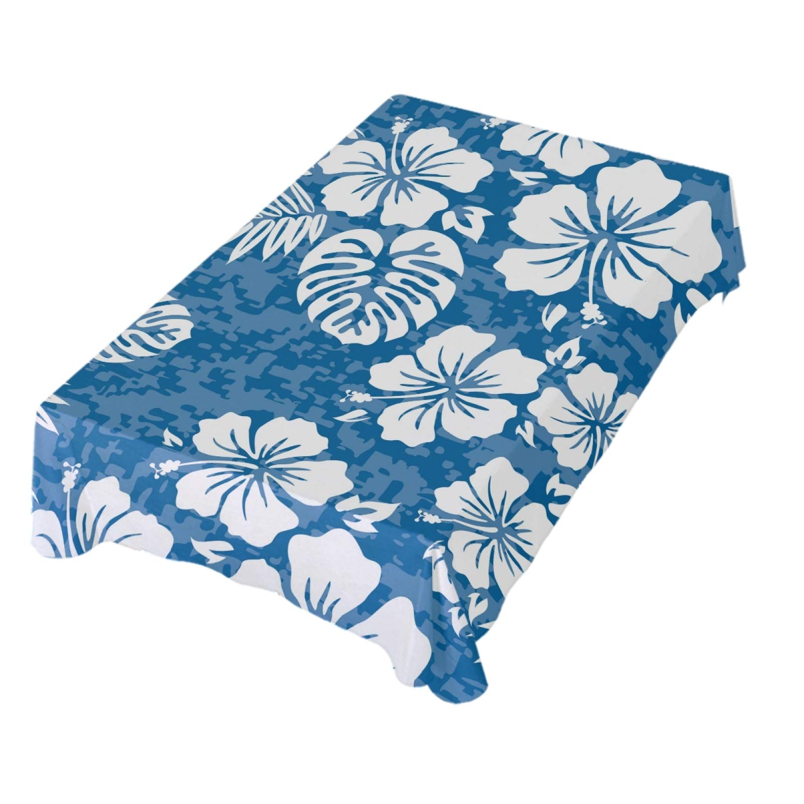 Dallonan Table Decoration for Party Aloha Hawaiian Tropical Exotic and Hibiscus Palm Leaf Rectangle Table Cloth Polyester Tablecloth Rectangle Table 60 x 90 Inch for Dinner Table Decor