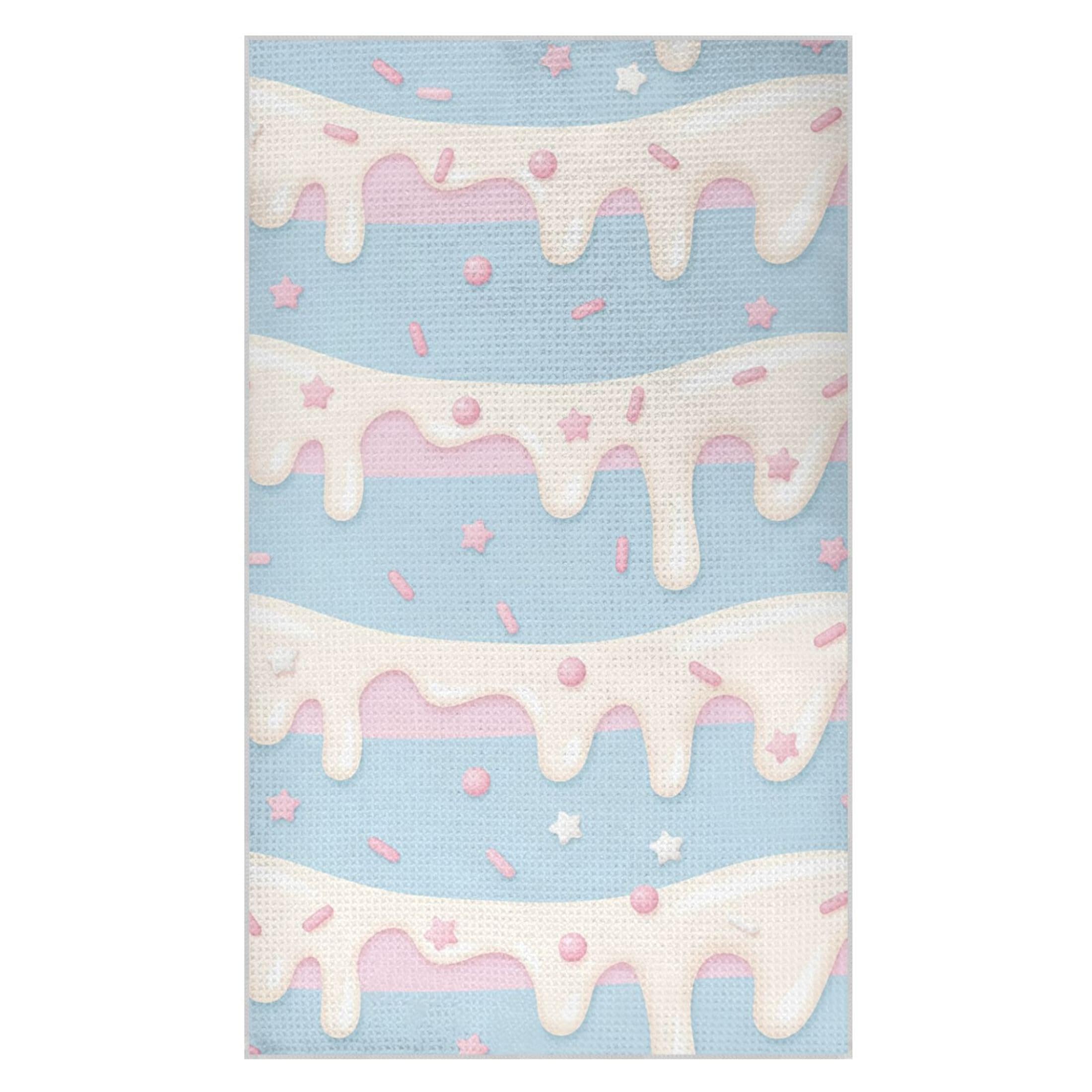 Kutsu Ice Cream Drip Waffle Weave Kitchen Towels Absorbent Quick Drying Dish Towels for Kitchen, Decorative Tea Towel, 18x30 in