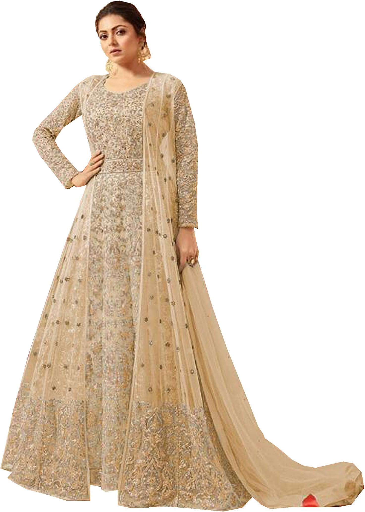 Delisa Indian/Pakistani Bollywood Party Wear Long Anarkali Gown for Womens LT New (Yellow, X-SMALL-36)