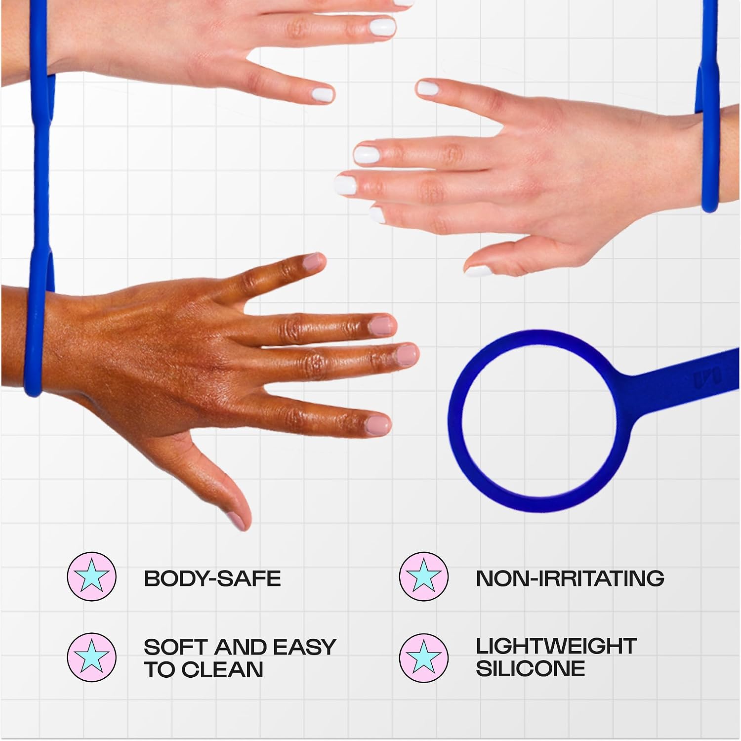 Unbound Cuffies: Flexible Silicone, Waterproof, Soft Handcuffs, One Size Fits Most, Navy