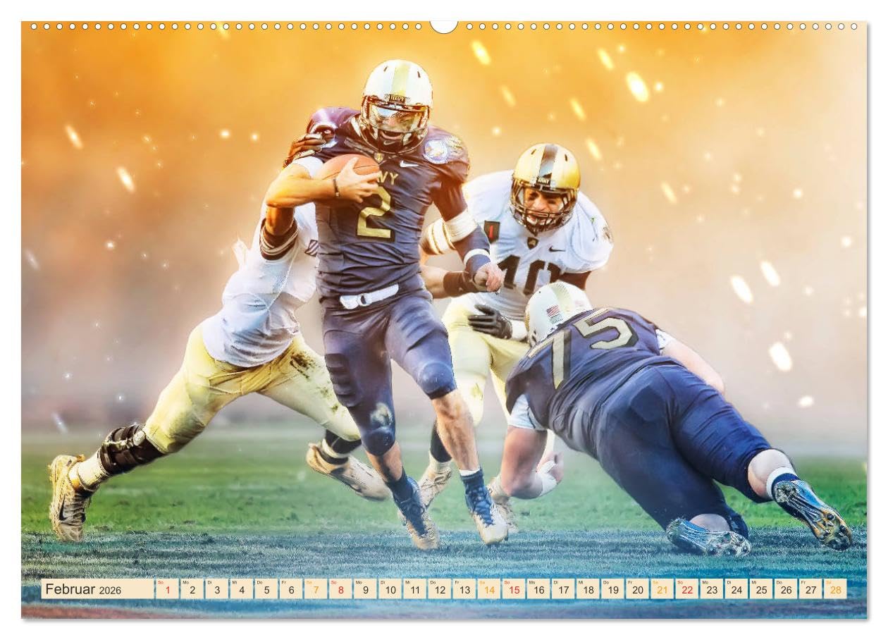 American Football - Fight (hochwertiger Premium Wandkalender 2026 DIN A2 quer), Kunstdruck in Hochglanz: American Football, Teamsport der ... in Wasserfarben-Technik. (CALVENDO Sport)