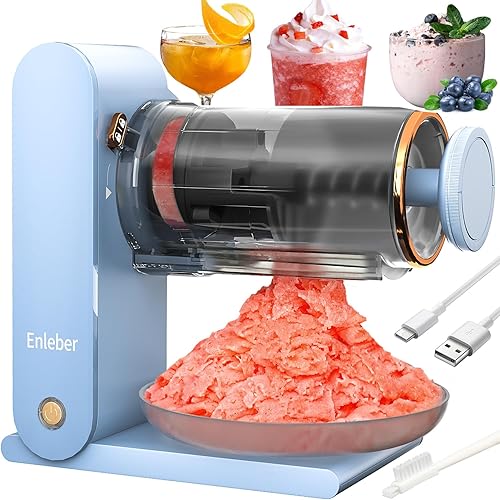 Máquina eléctrica de hielo afeitado, máquina de cono de nieve recargable con 2 moldes de hielo de silicona, trituradora de hielo de mesa de cocina