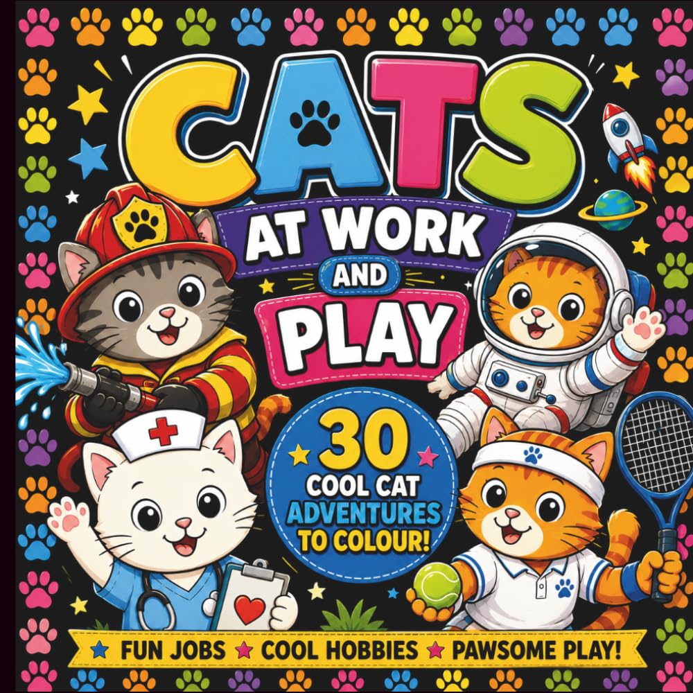 Cats at work and Play - Children's Colouring Book