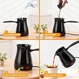 lvifloae Bouilloire électrique turque en acier inoxydable ABS avec poignée amovible anti-brûlure et base en acier inoxydable 300 ml pour café, thé, eau (noir) - 3