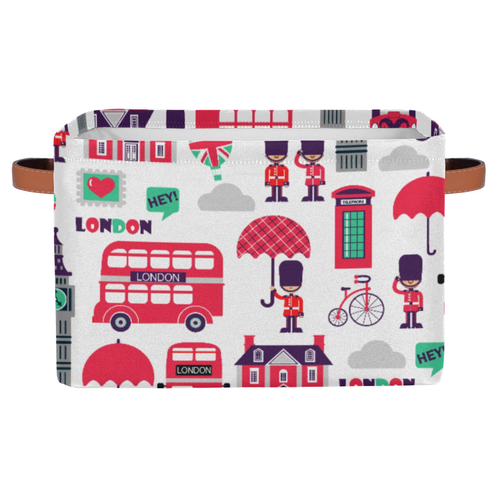 AUUXVA United Kingdom London Pattern Storage Baskets Cube Storage Boxes Bins Collapsible Laundry Baskets for Nursery Shelf Bedroom Bathroom Toy