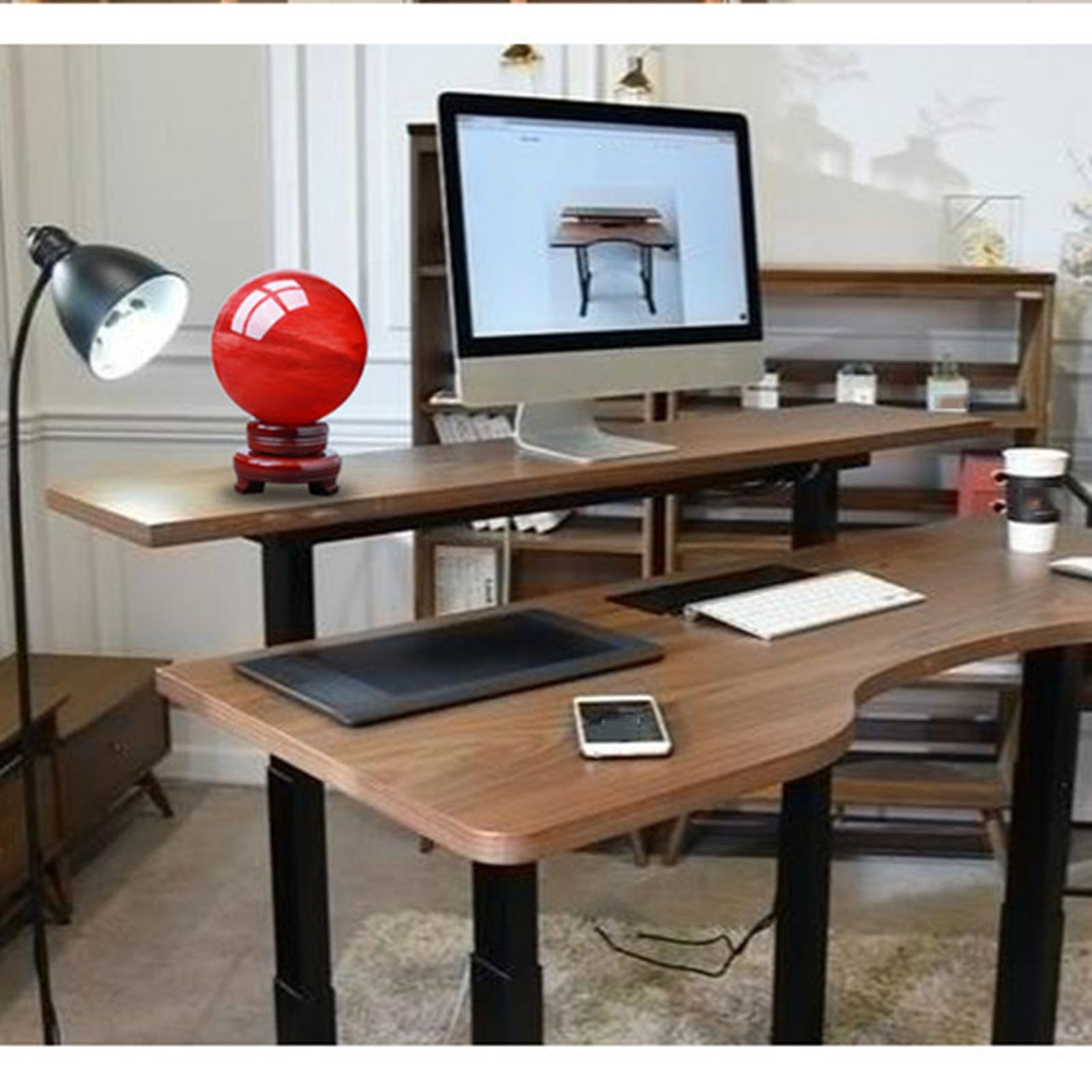 Bola de cristal fundido rojo de piedras preciosas con soporte de madera | Esfera de cristal decorativa, bolas de meditación, decoración de brujería Feng Shui, accesorio de orbe de cristal