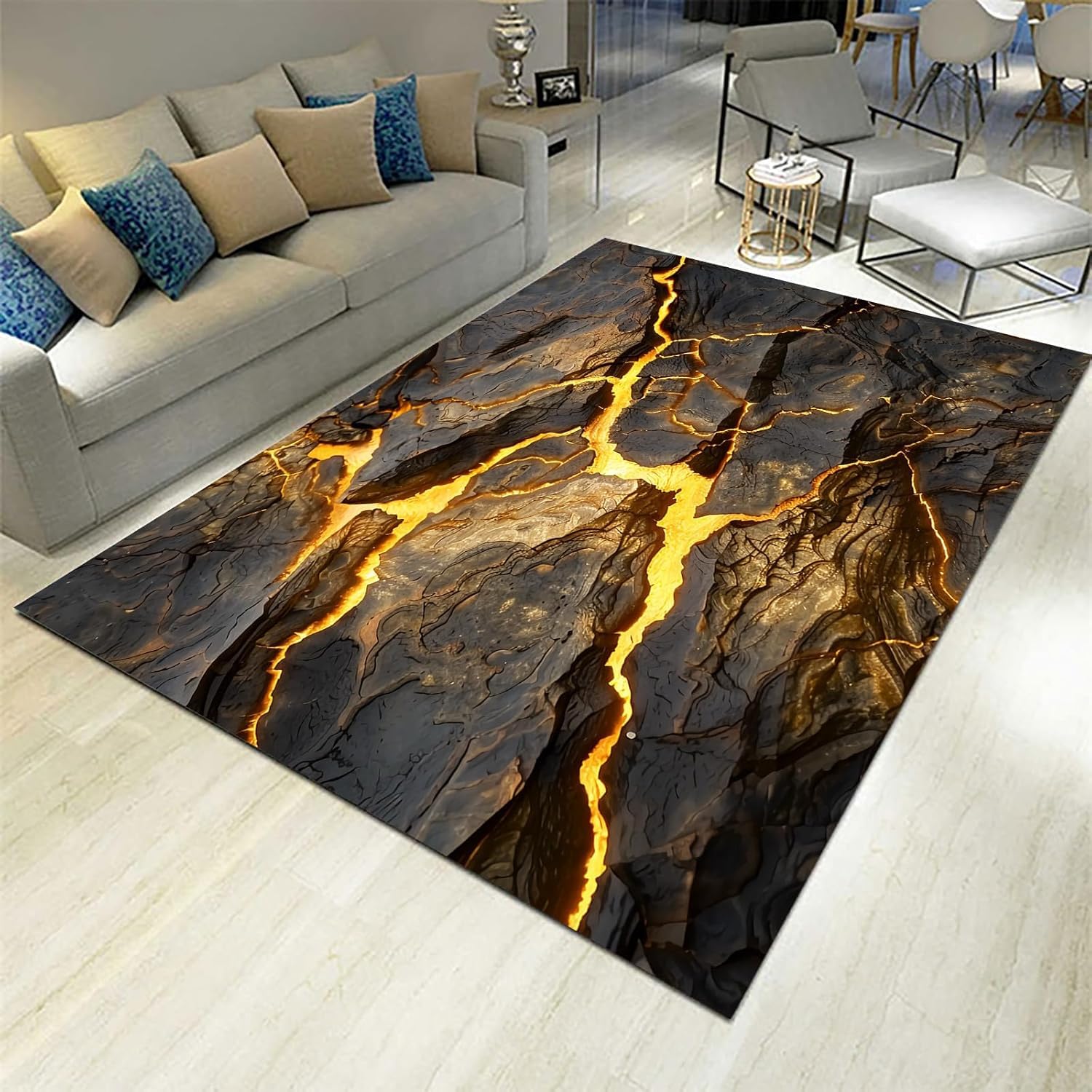 Tapis de style moderne en texture de roche de flamme douce