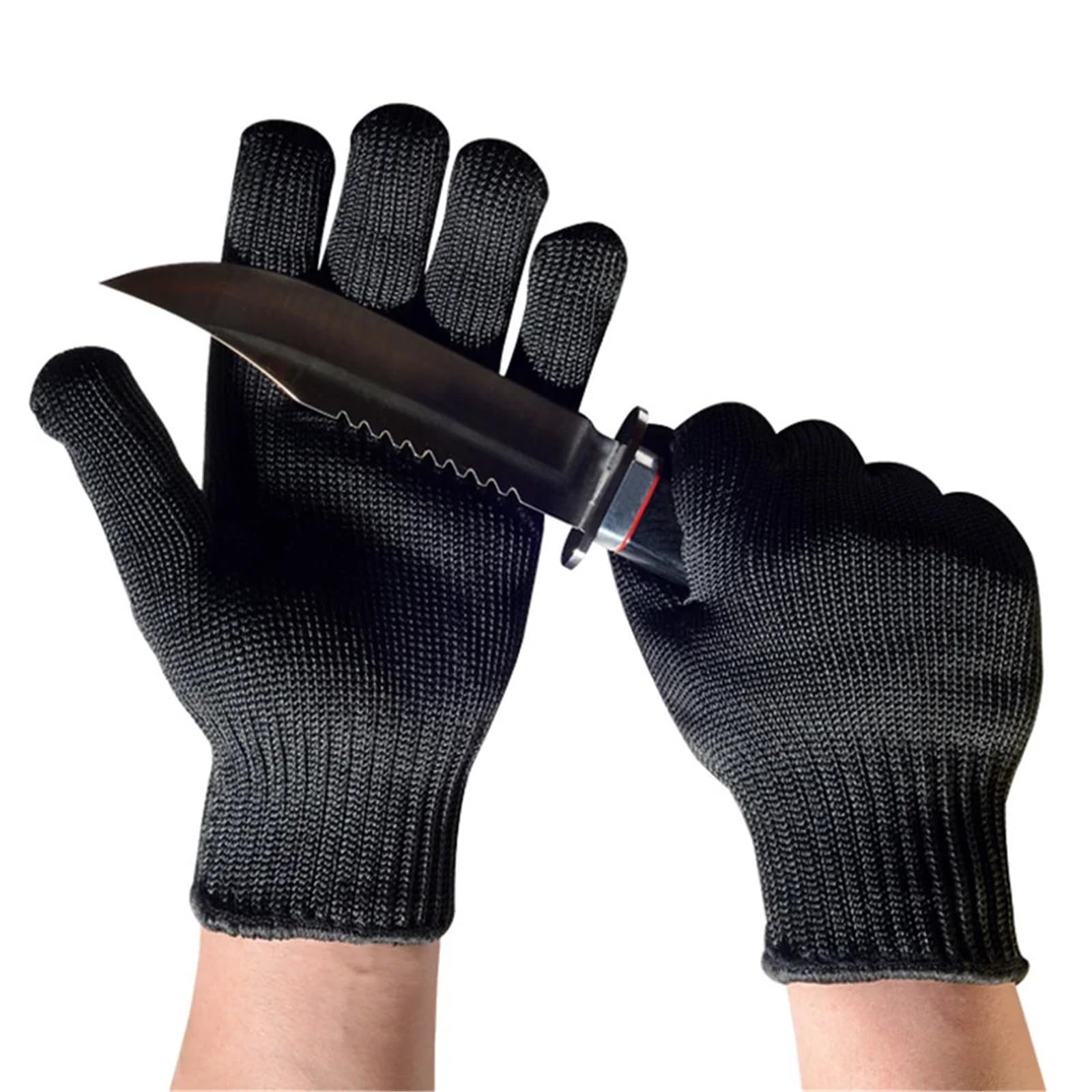 Gants anti-coupures, S de travail noirs protection, résistants aux coupures, en acier, niveau 5, HPPE (Epipebolisme pointe), multi-usages, anti-rayures et anti-coupures(20cm)