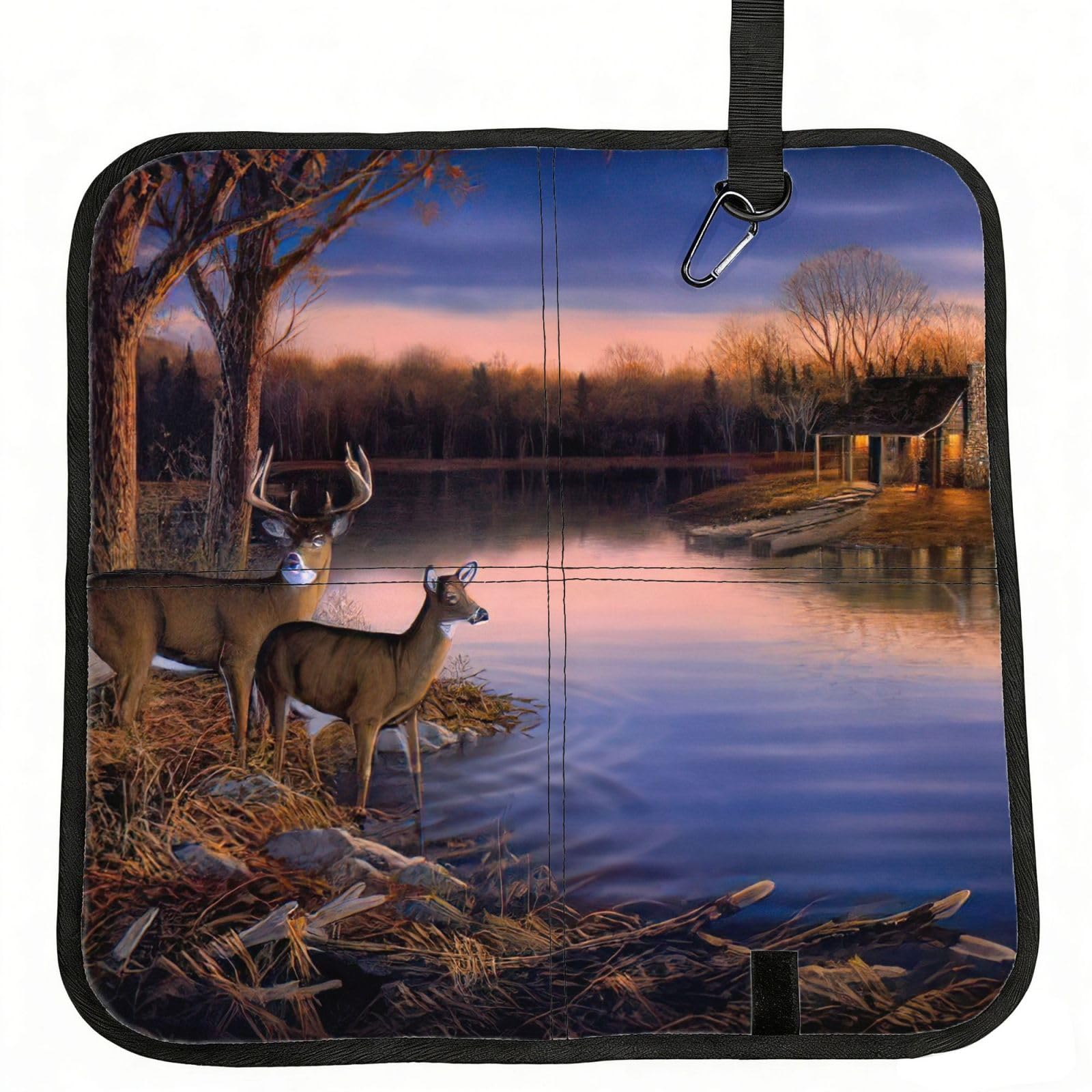 bghdfa Nature Wild Animal Deers Print Outdoor Sitting Mat Waterproof Oxford Cloth Seat Cushion Folding Foam Camping Seat For Picnic