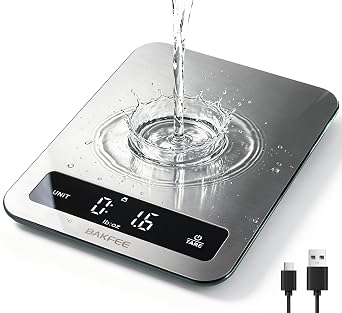 22lb Food Scale for Kitchen, IP67 Waterproof, USB-C Charging, Black