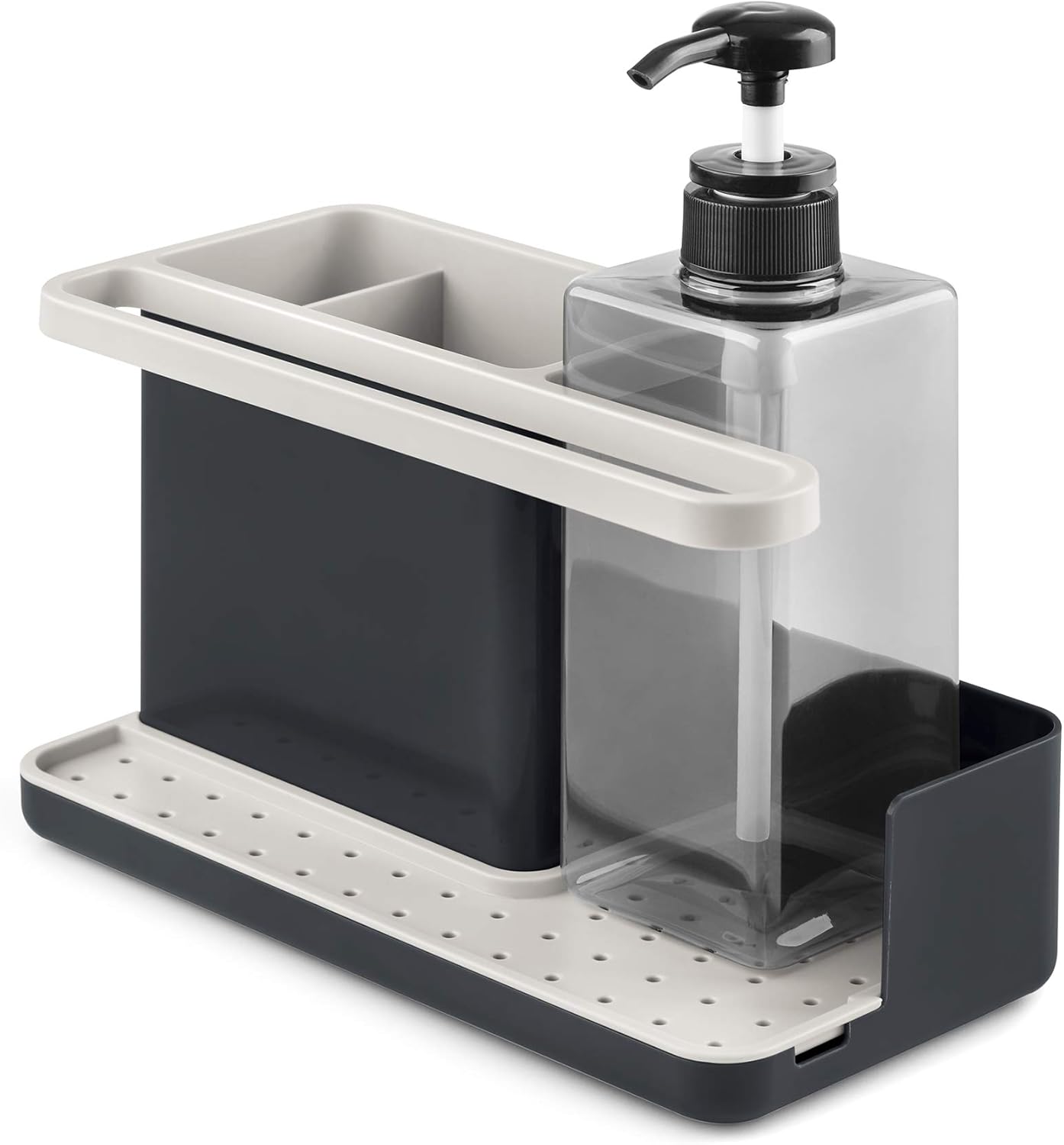 Rayen | Sink Utensil Organizer, Premium Range, Drip Tray, Easy to Clean, Compartments, Soap Dispenser, Light Grey and Dark Gray
