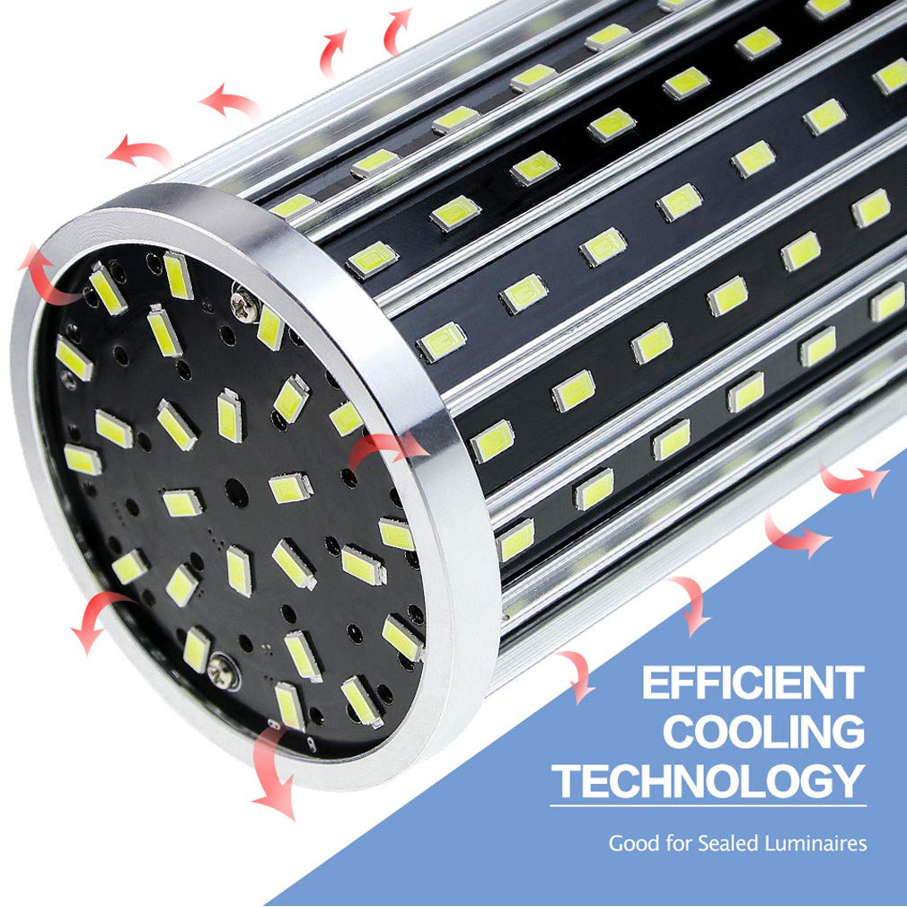Bombillas LED E27 Luz Blanco Cálido/Fria, 50W Equivalentes Incandescente Bombillas 300W Bombilla Maíz E27 Led 3000/6500K 6000LM Lampara Bombilla Led E27 No Regulable,Warm White,4 Pack