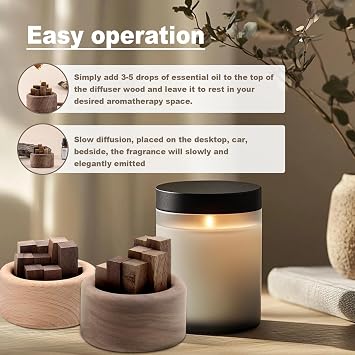 3 Pieces Wood Diffuser for Essential Oils, Aromatherapy Diffuser Black Walnut Wood for Home Office Bedroom Car