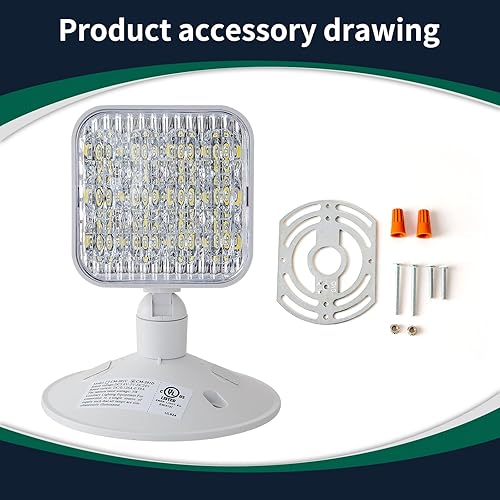 Vista 29 de TANLUX Iluminación de cabeza remota de emergencia, 1 paquete de luz de emergencia de un solo cabezal, certificación UL, entrada de voltaje múltiple
