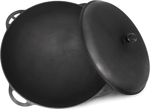 Dutch Oven Pot with Lid Syton 12.5 Quarts 12 L - Camping Dutch Oven - Cast Iron Cookware Set - Uzbek Kazan Cast Iron Premium Camping Cookware