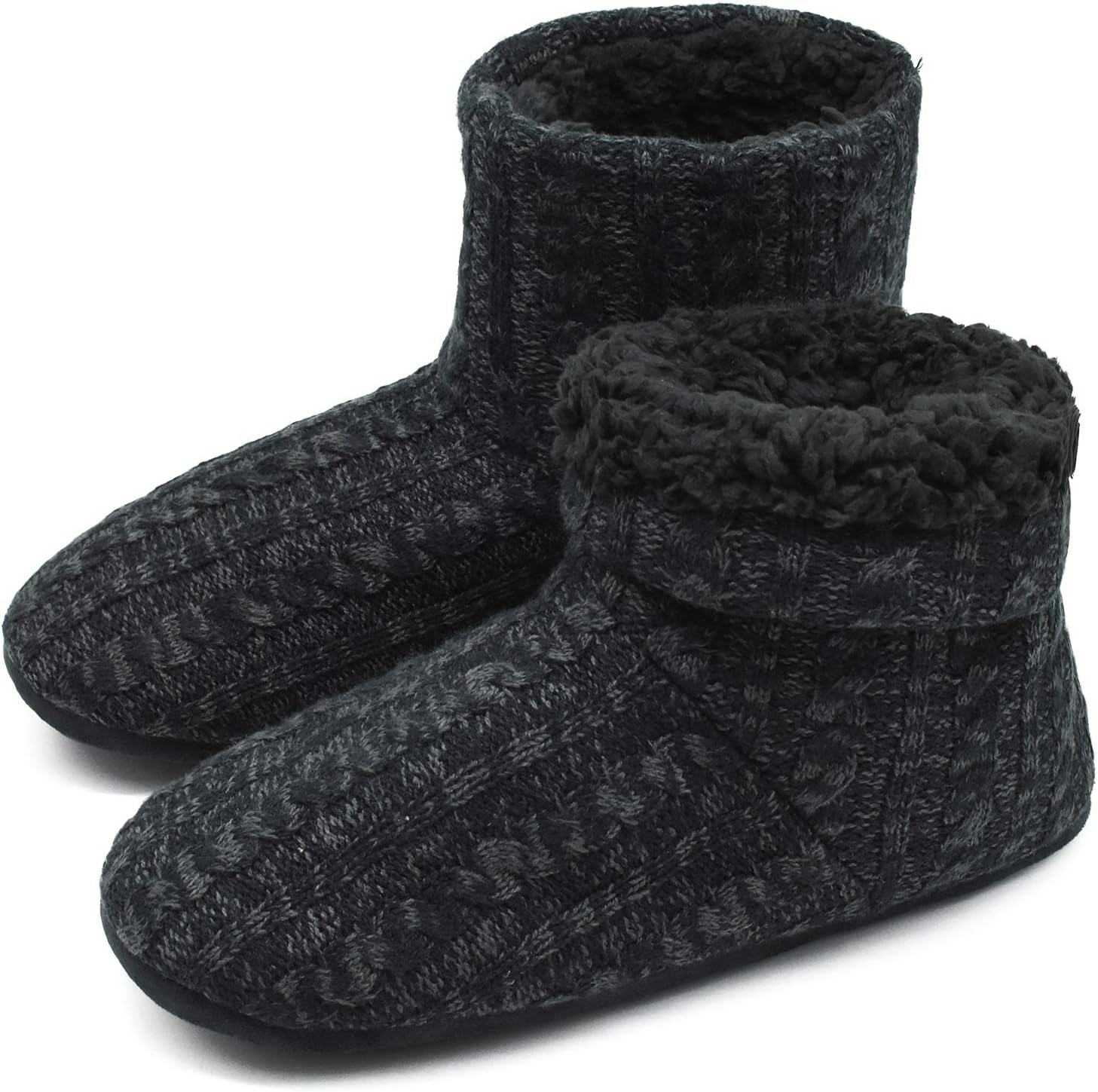 COFACE Men's Slipper Boots Wool Knit Booties Slippers Men Fleece Slipper Socks Indoor Pull on Warm Soft House Boots - Amazon product rated Grade B