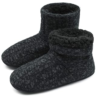 COFACE Men's Slipper Boots Wool Knit Booties Slippers Men Fleece Slipper Socks Indoor Pull on Warm Soft House Boots - Amazon product rated Grade A