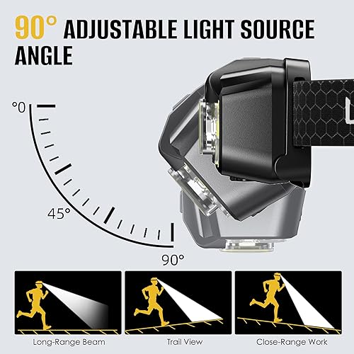 Miniatura 3 de Linterna de cabeza recargable, paquete de 4, 1300 lúmenes, lámpara de cabeza ultrabrillante con luz roja, impermeable, sensor de movimiento