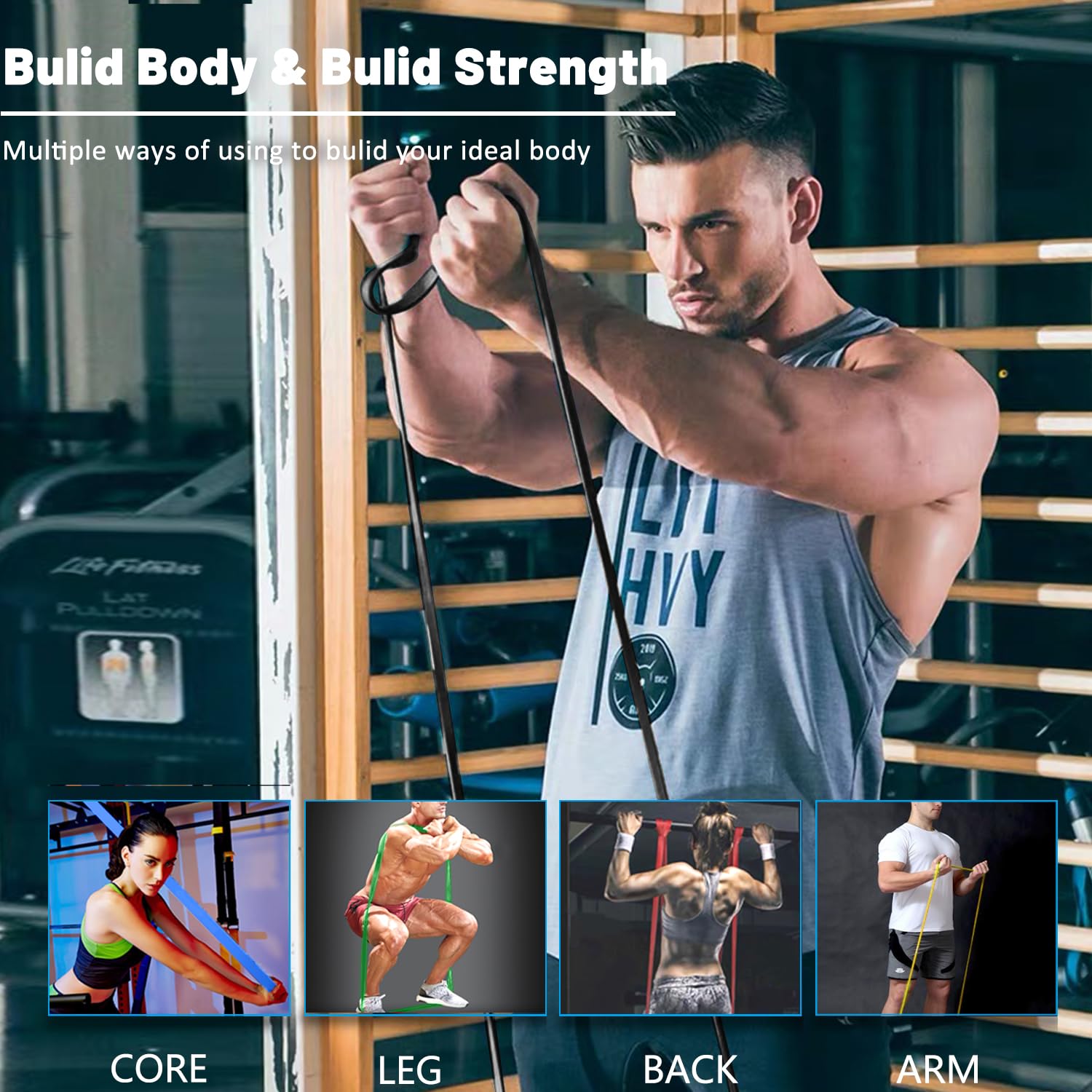 Taśmy oporowe, taśmy do podciągania, taśmy treningowe, taśmy do ćwiczeń, zestaw długich taśm oporowych do treningu, fitnessu, treningu, fizjoterapii dla mężczyzn i kobiet, kolorowe