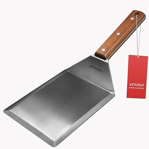 Extra Wide Spatula, Large Metal Spatula with Full Tang Wooden